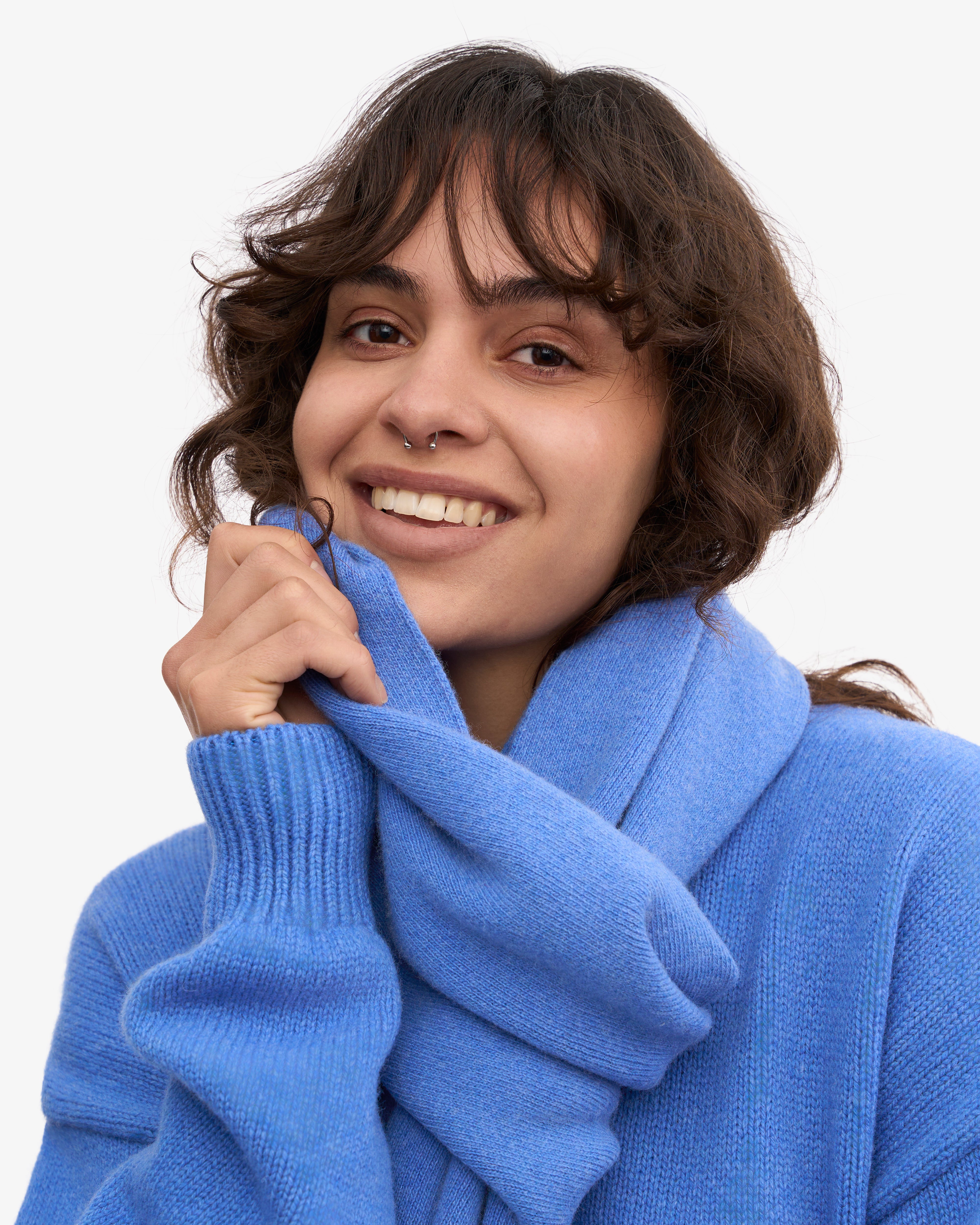 Merino Wool Scarf - Pacific Blue One Size