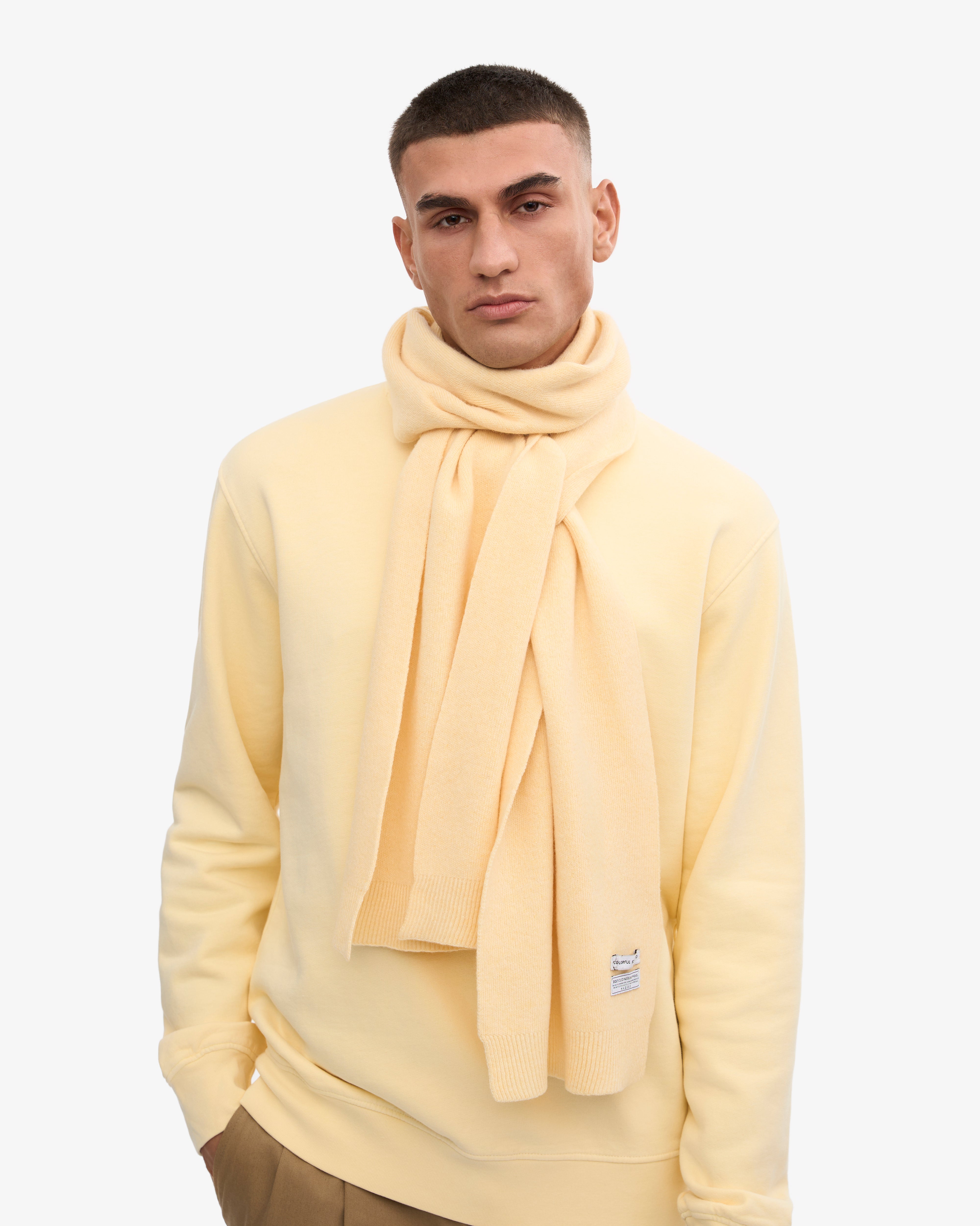 Merino Wool Scarf - Soft Yellow One Size