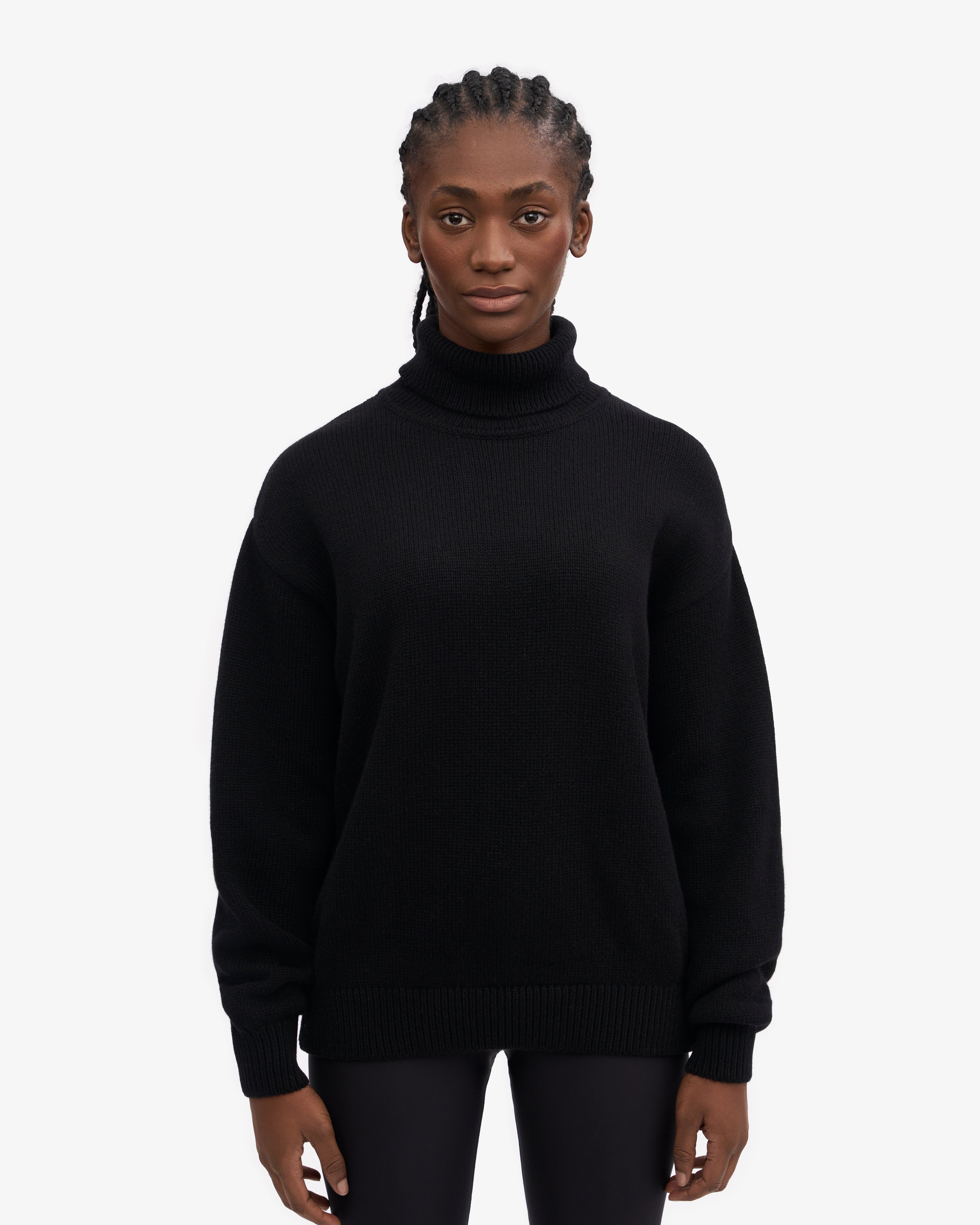 Merino Wool Turtleneck - Deep Black