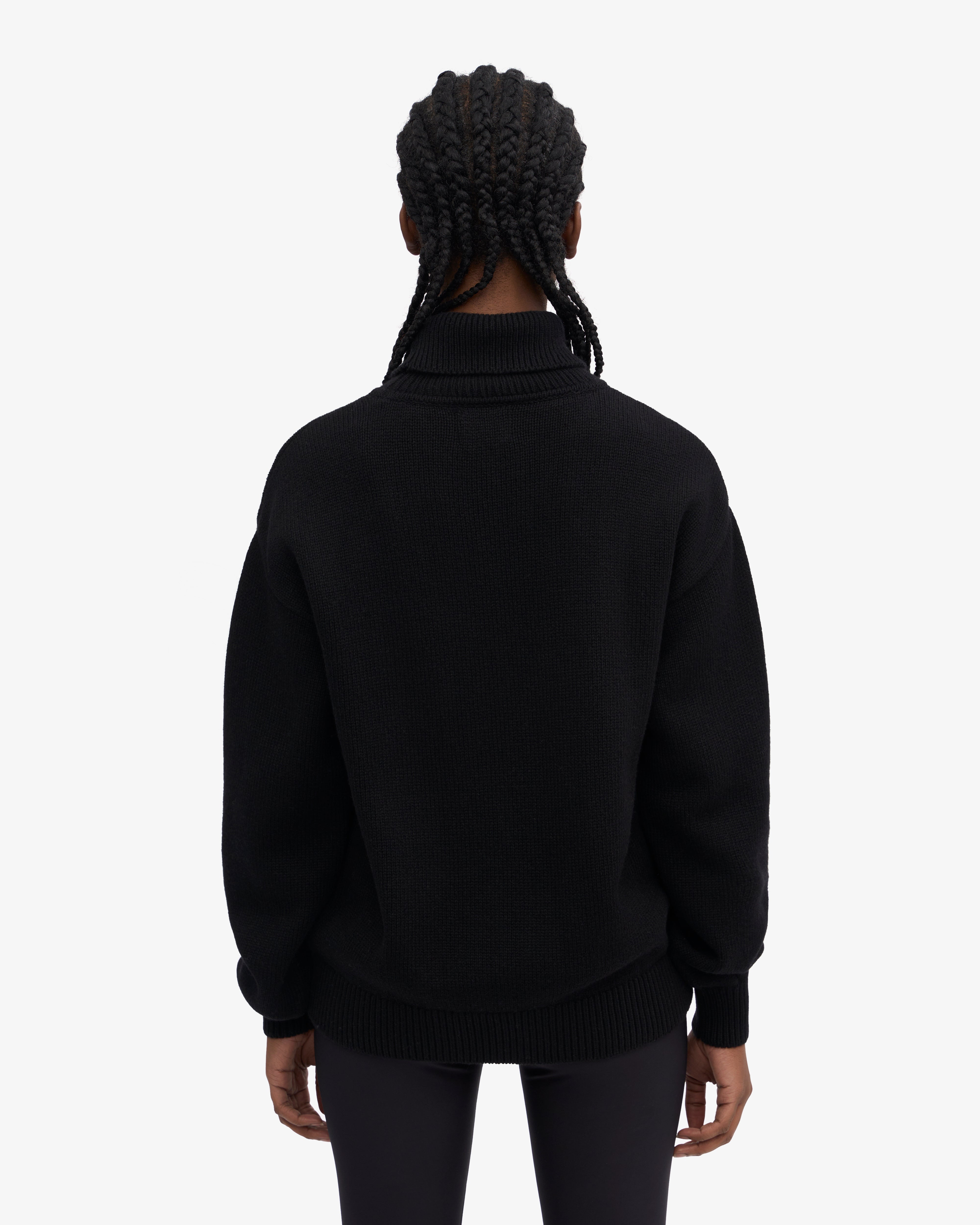 Merino Wool Turtleneck - Deep Black