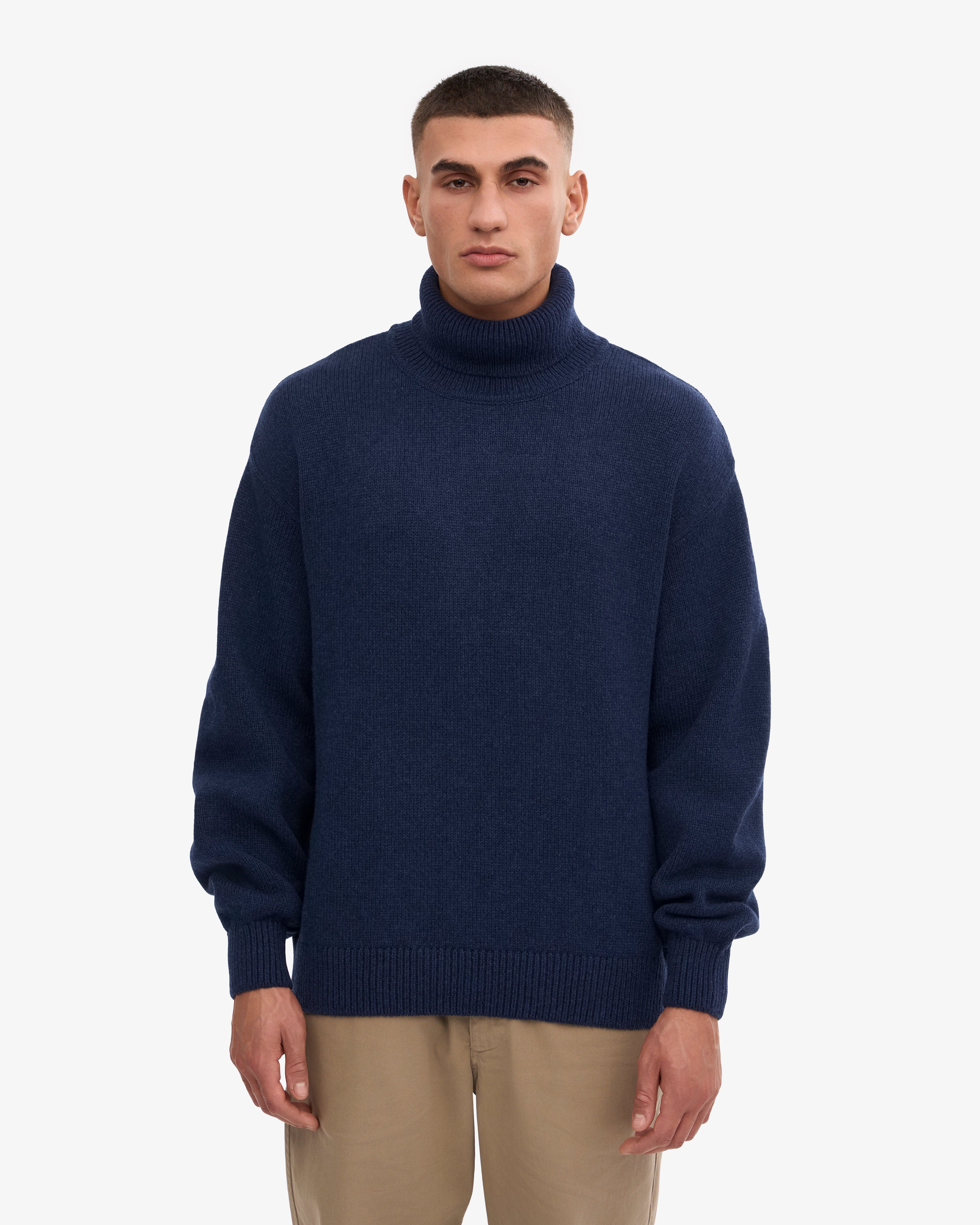 Merino Wool Turtleneck - Stone Blue