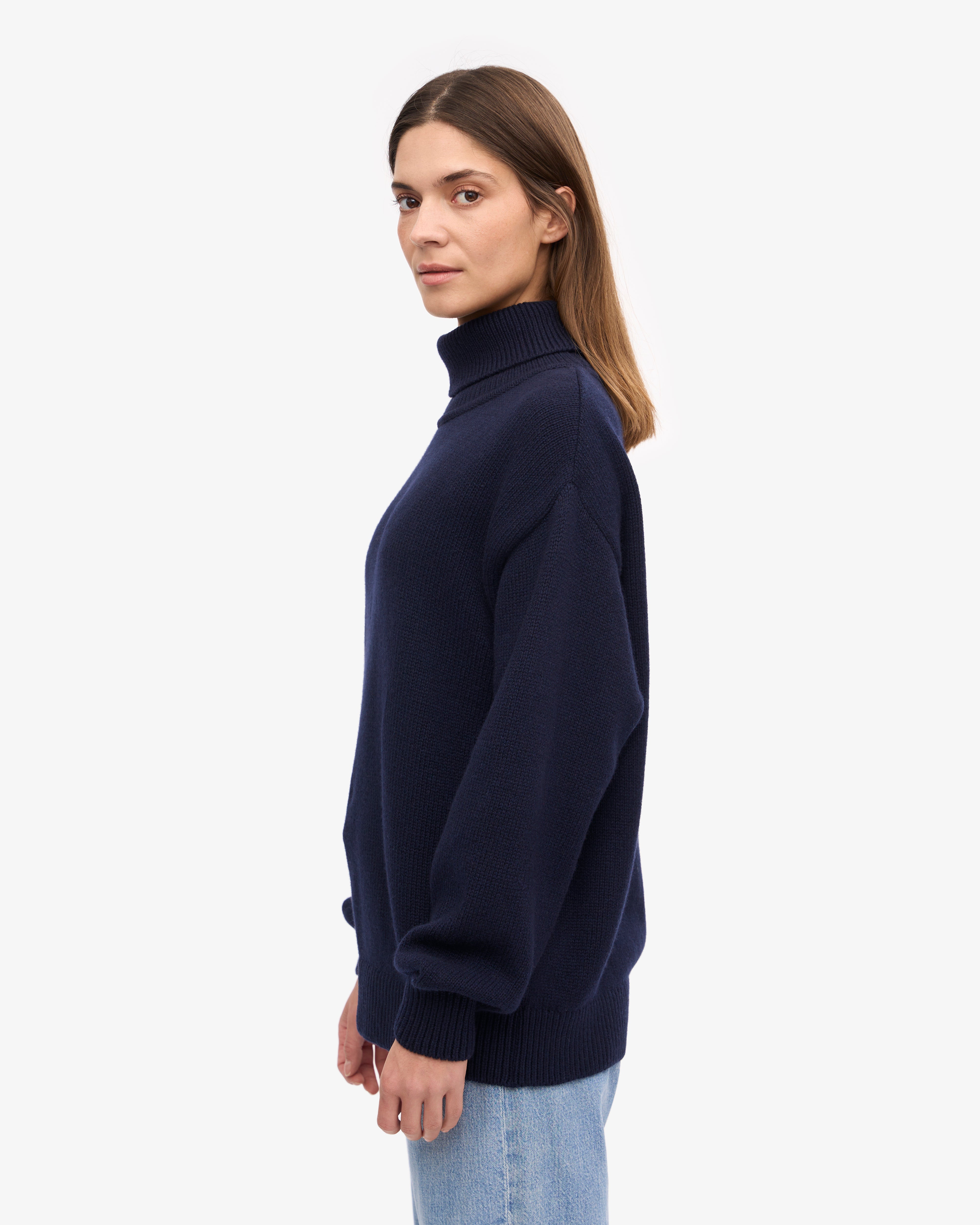 Merino Wool Turtleneck - Navy Blue