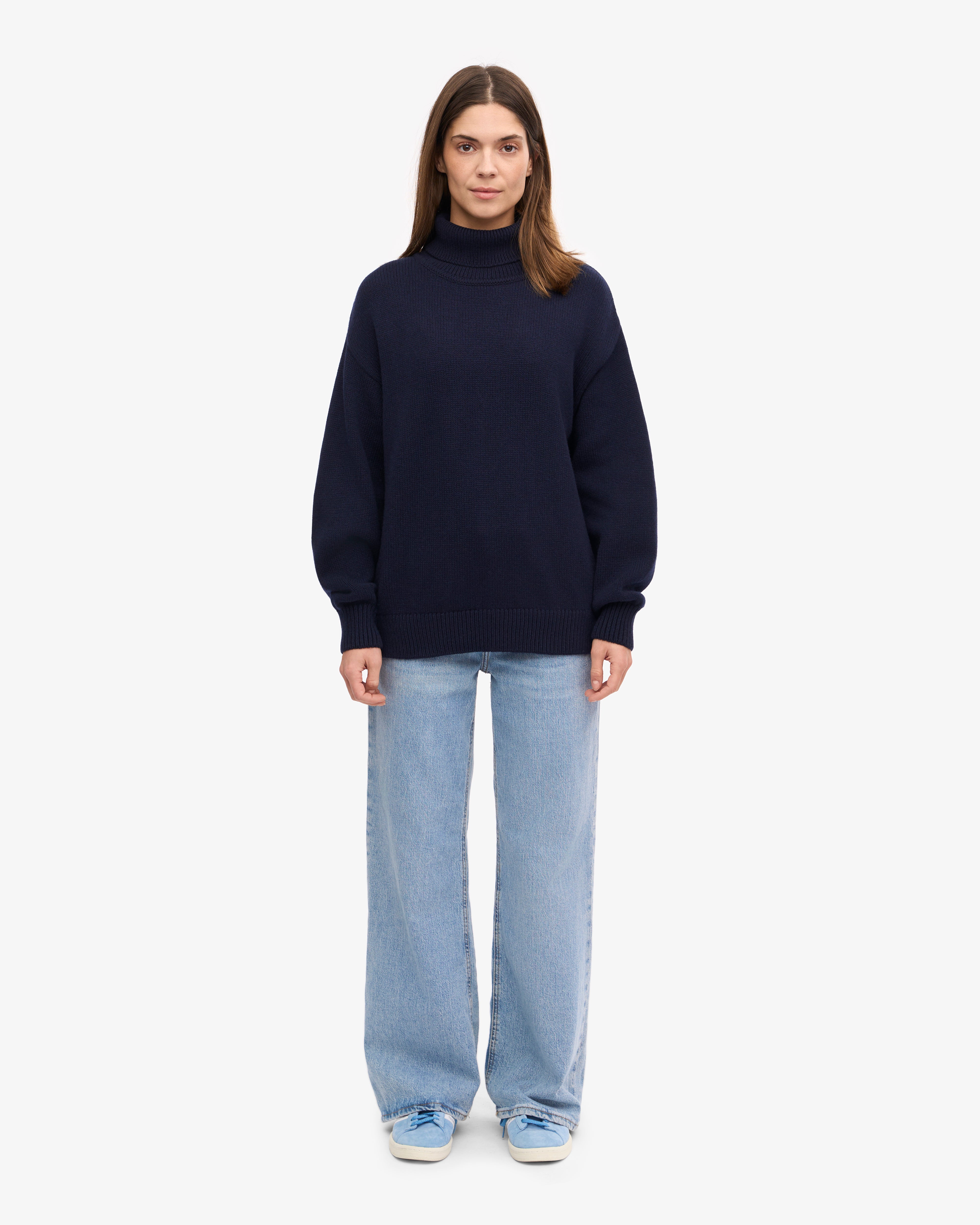 Merino Wool Turtleneck - Navy Blue