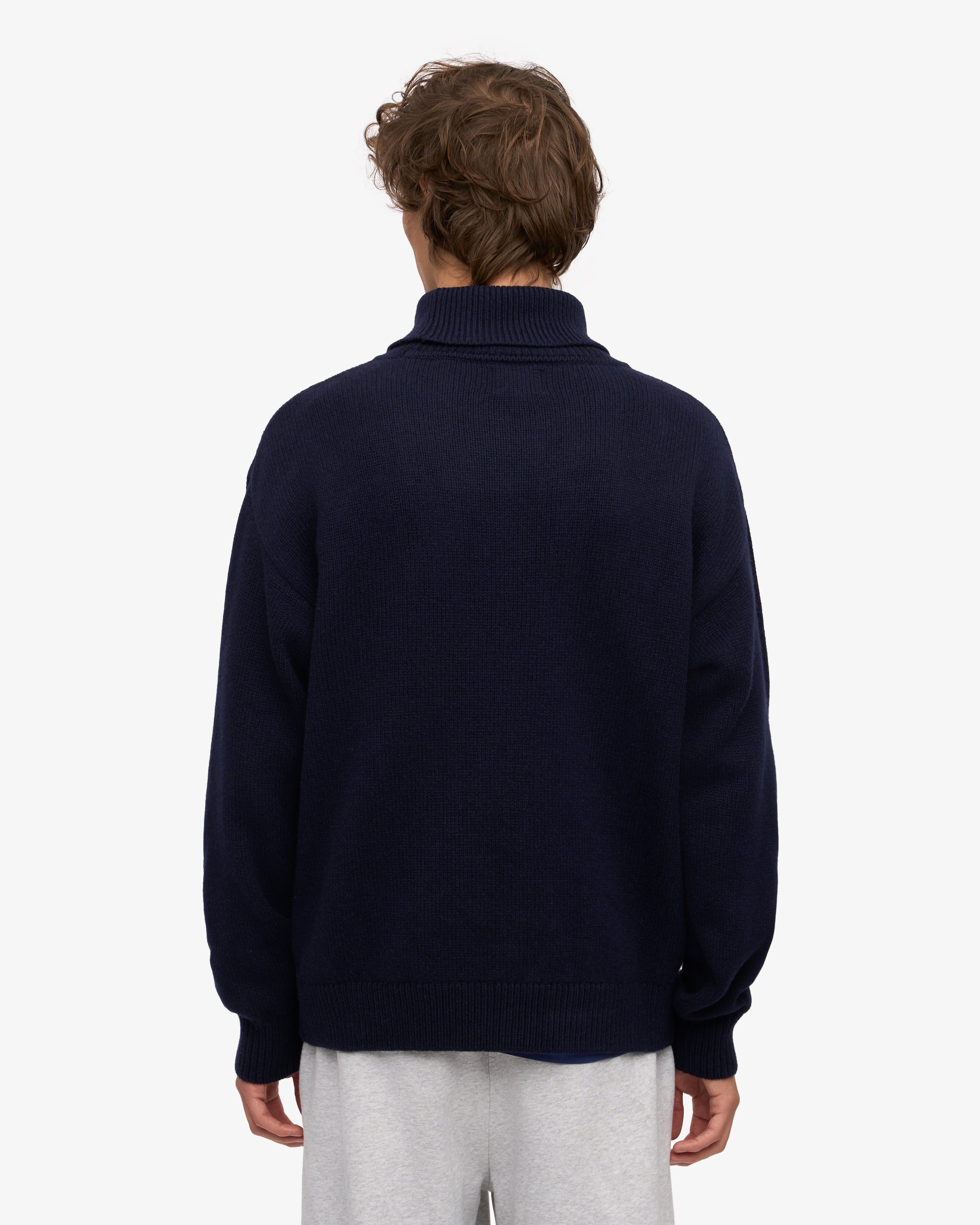 Merino Wool Turtleneck - Navy Blue