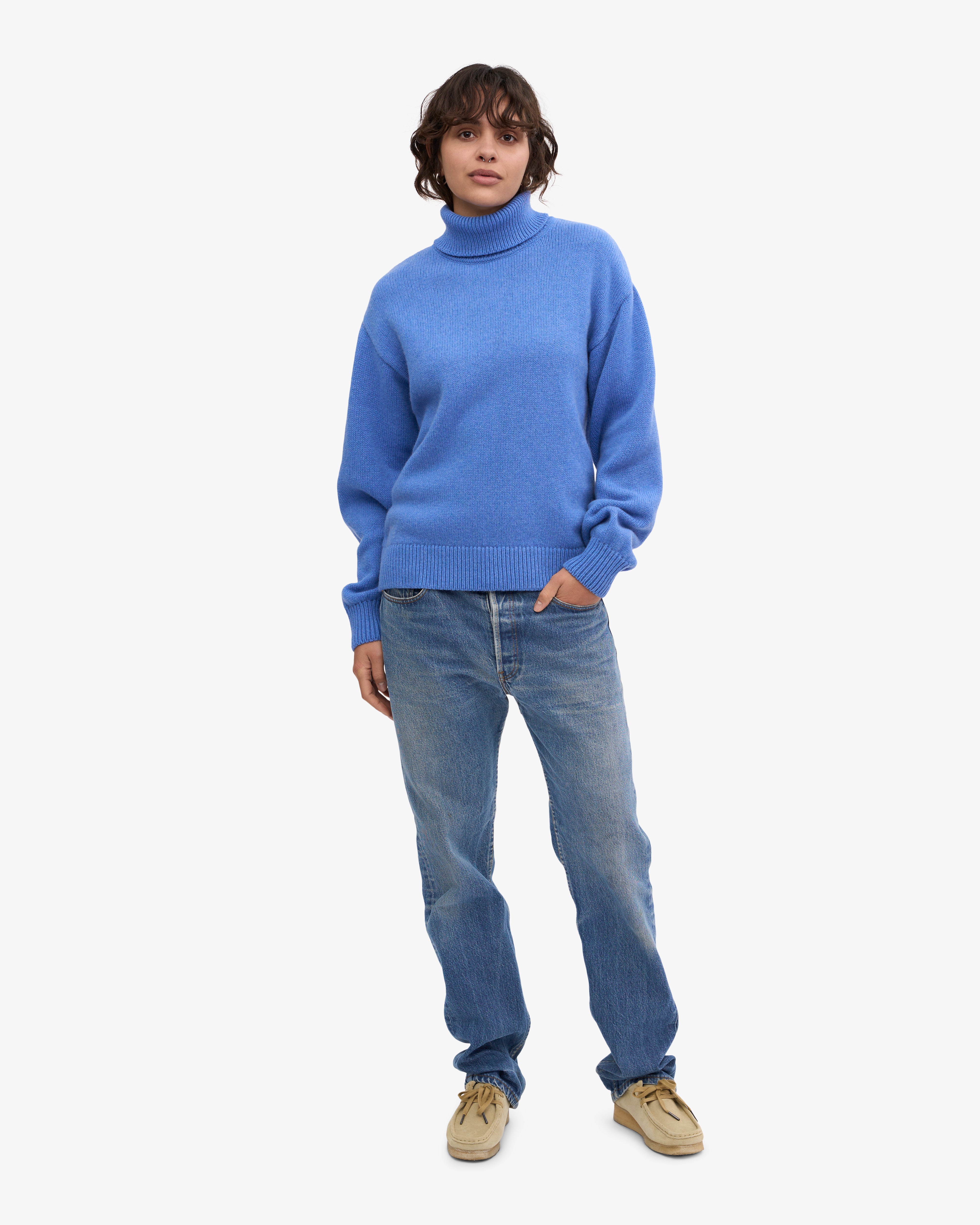 Merino Wool Turtleneck - Pacific Blue
