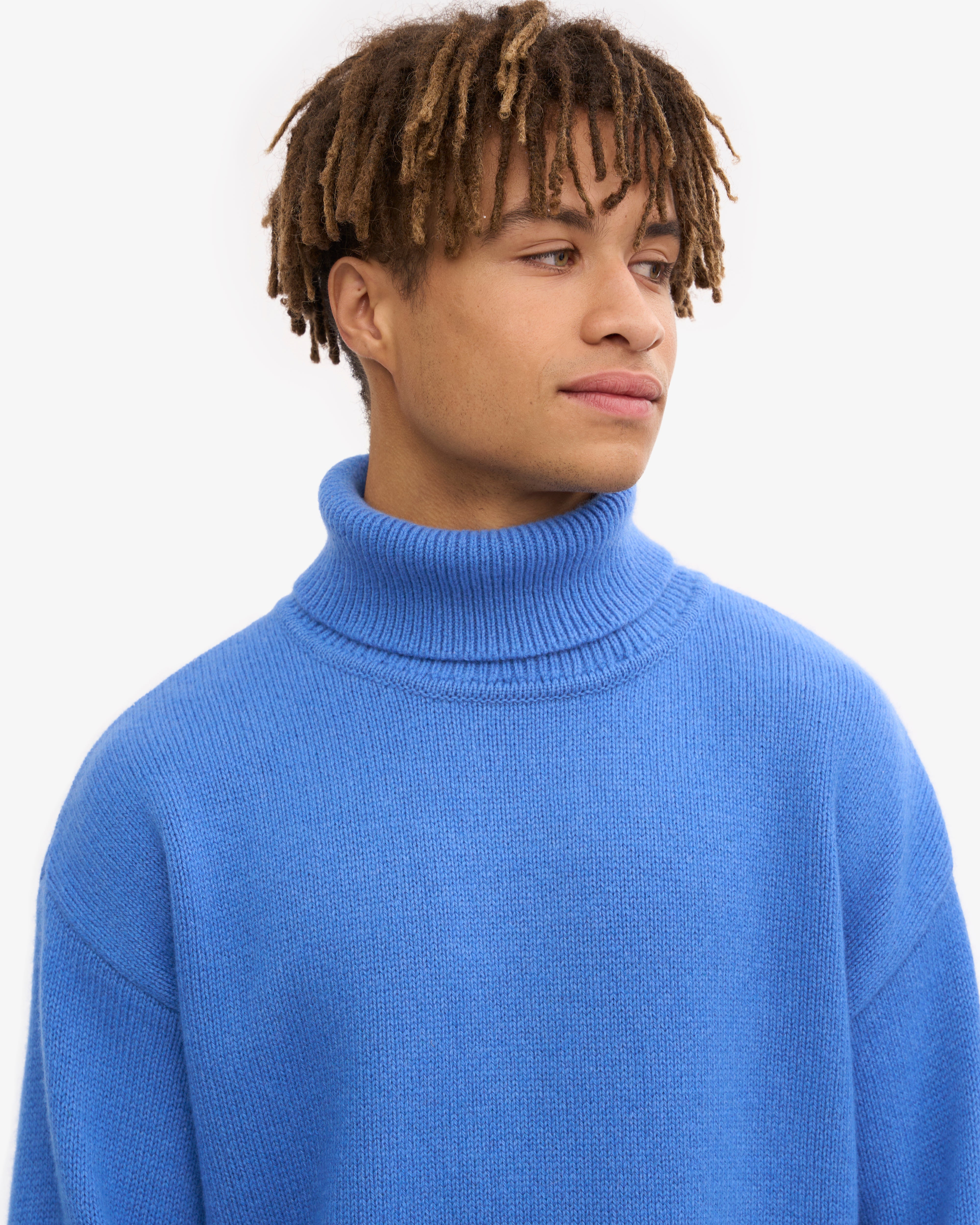 Merino Wool Turtleneck - Pacific Blue