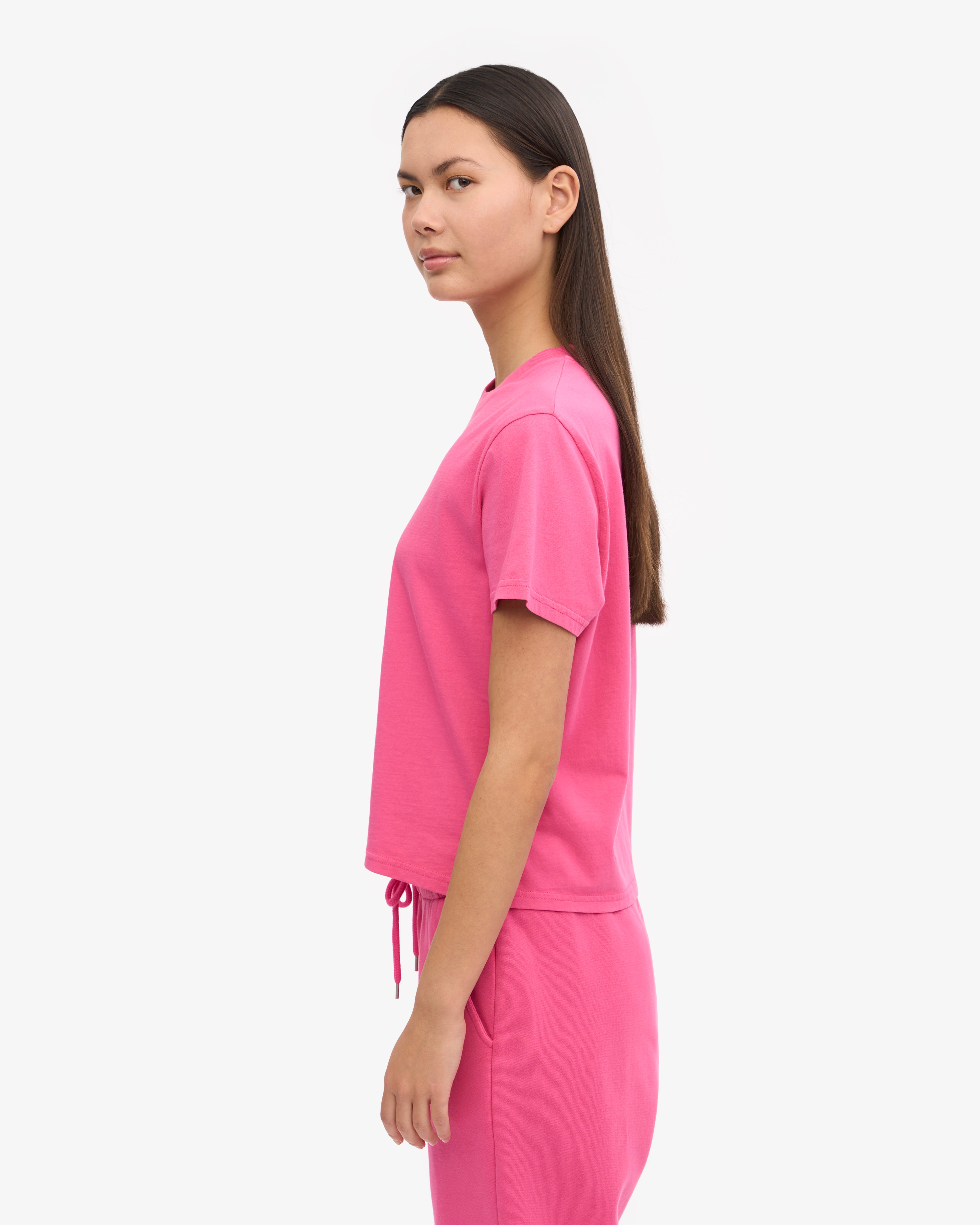 Organic Boxy Crop Tee - Bubblegum Pink XS