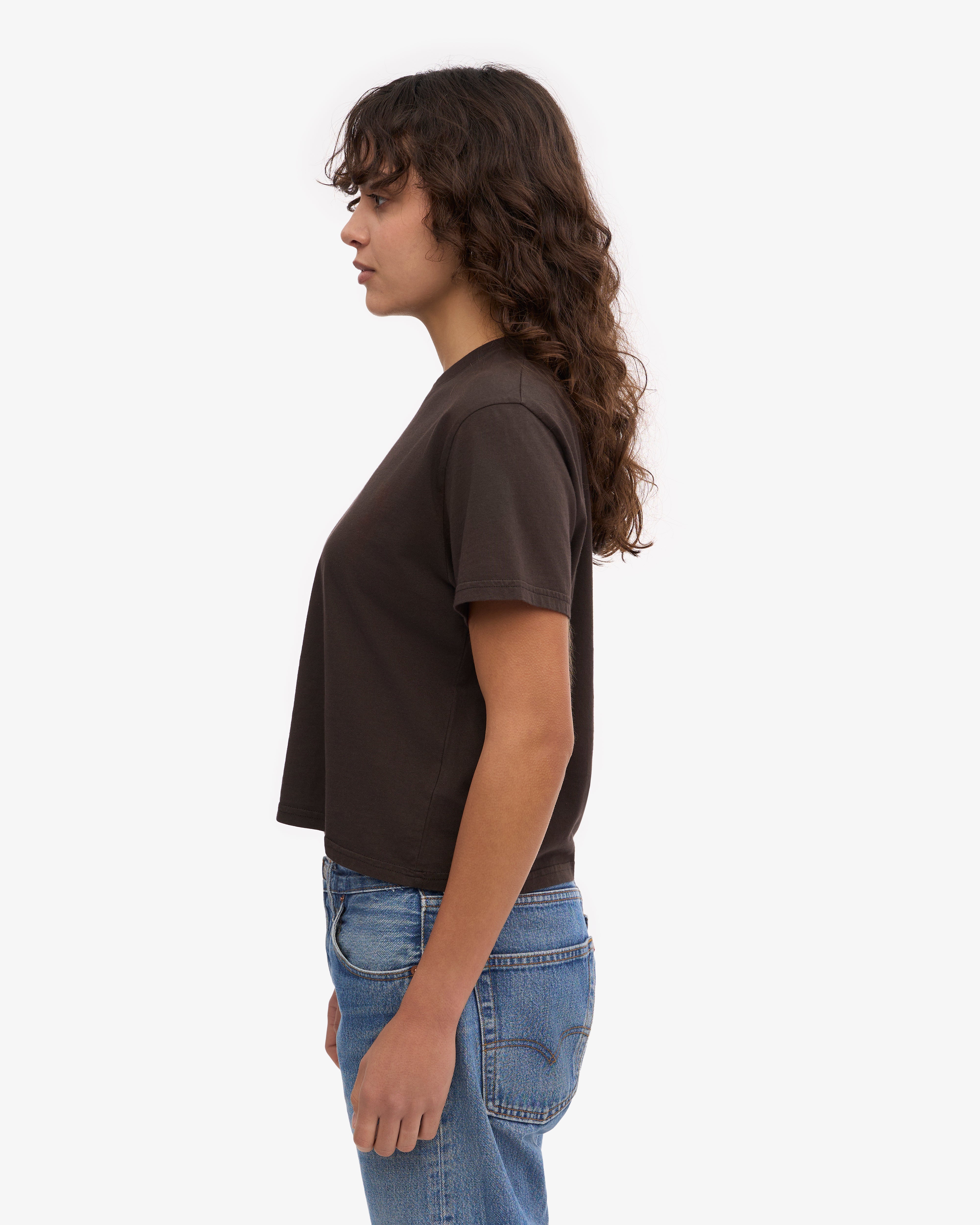 Organic Boxy Crop Tee - Coffee Brown XS