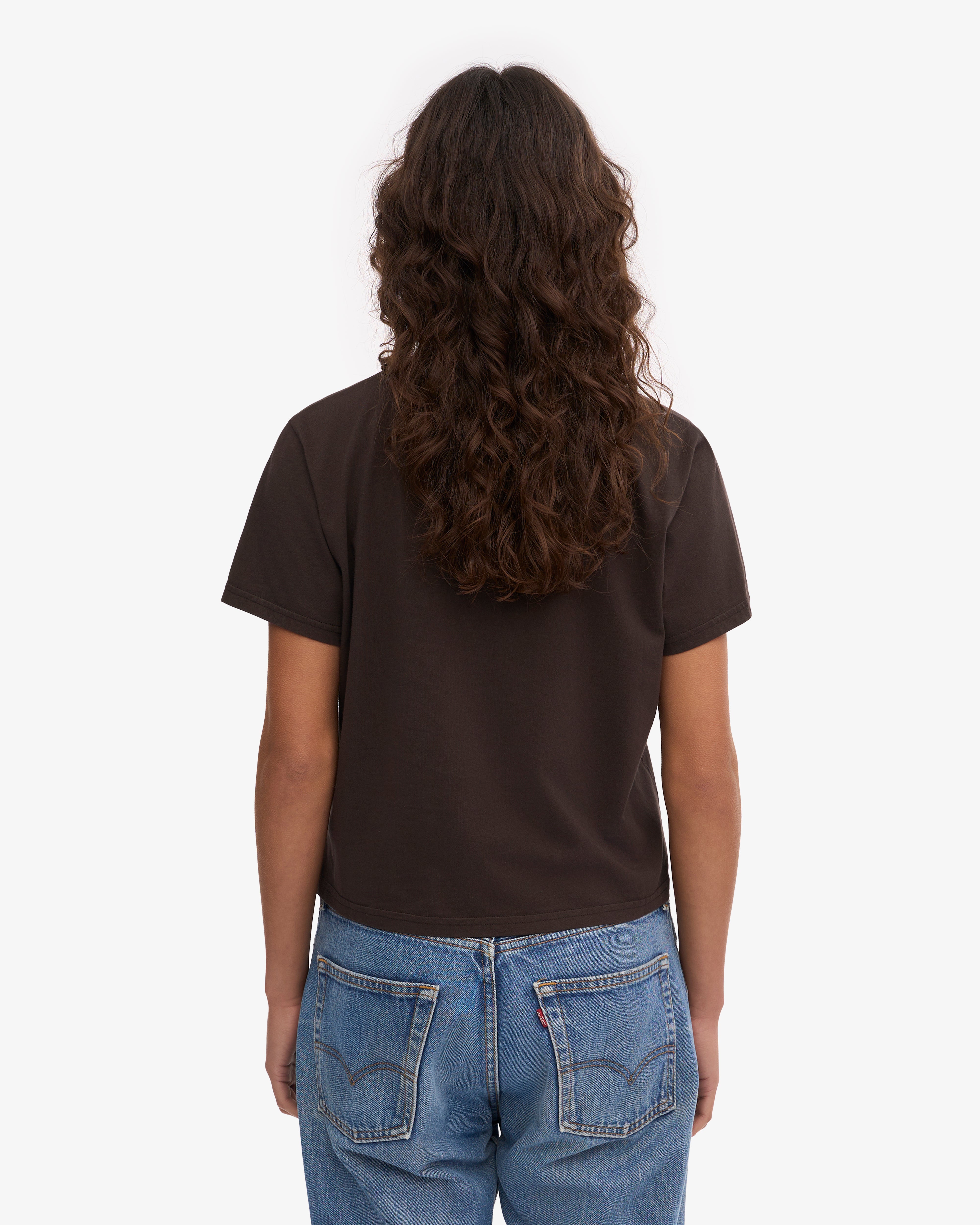 Organic Boxy Crop Tee - Coffee Brown XS