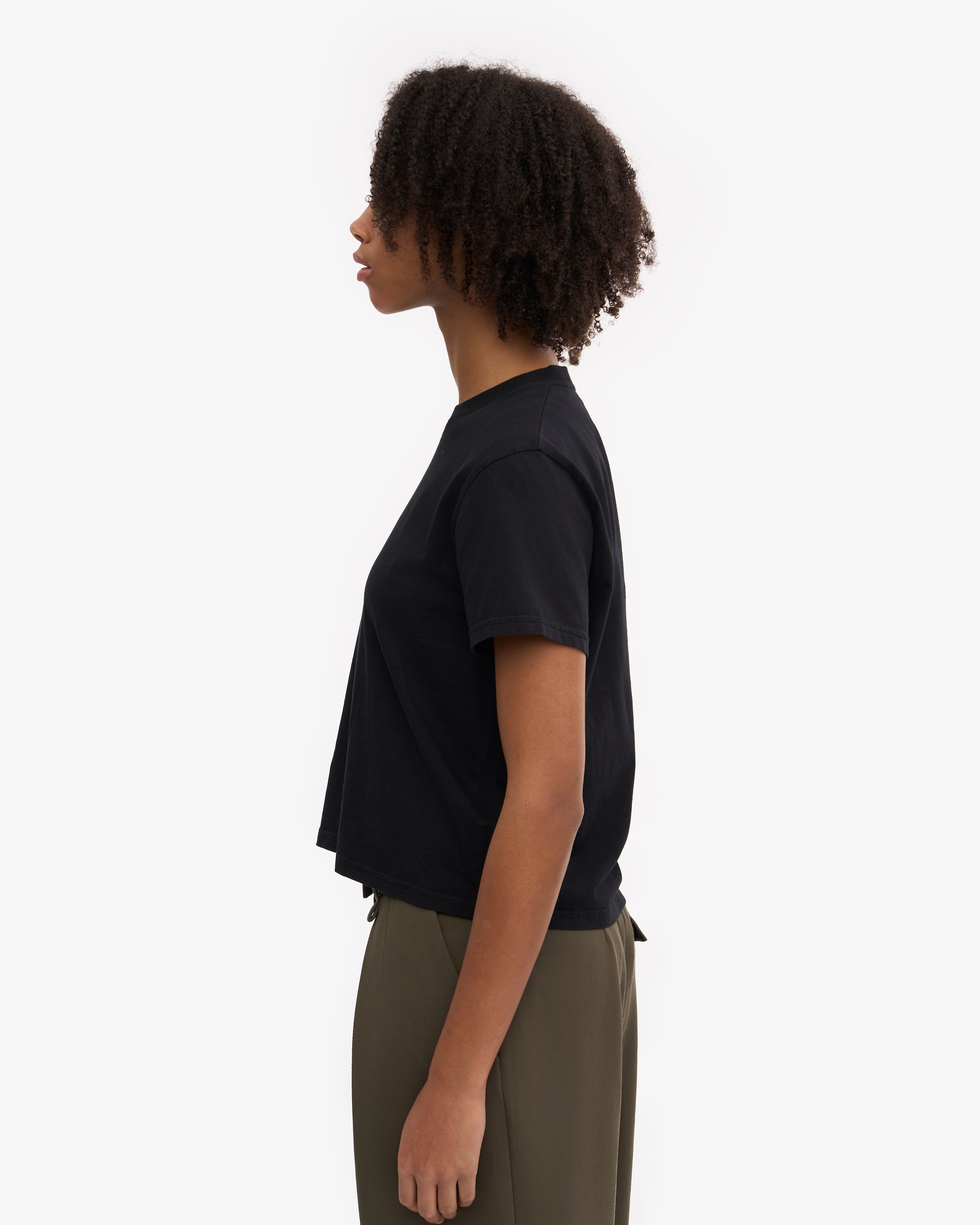 Organic Boxy Crop Tee - Deep Black XS