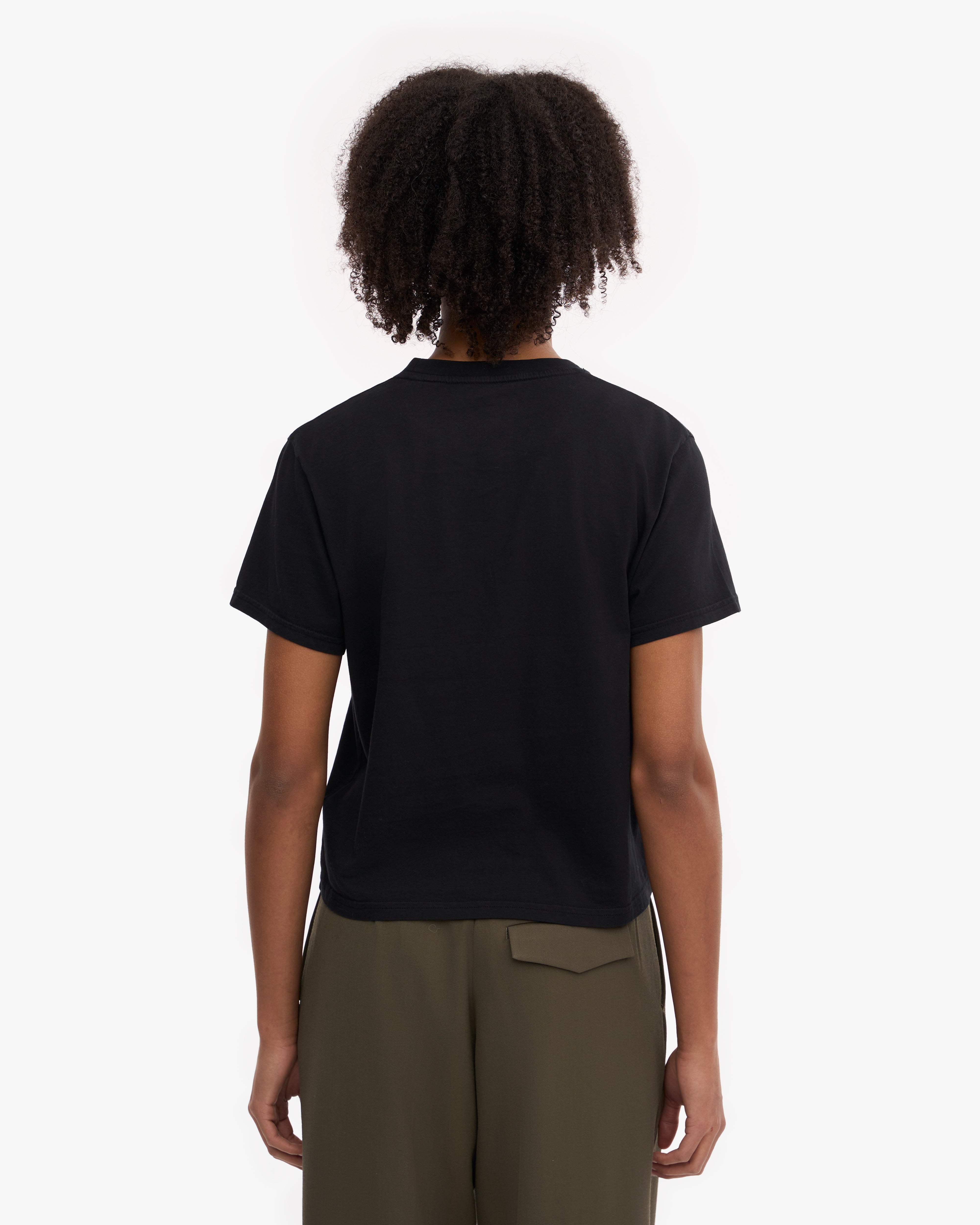 Organic Boxy Crop Tee - Deep Black XS