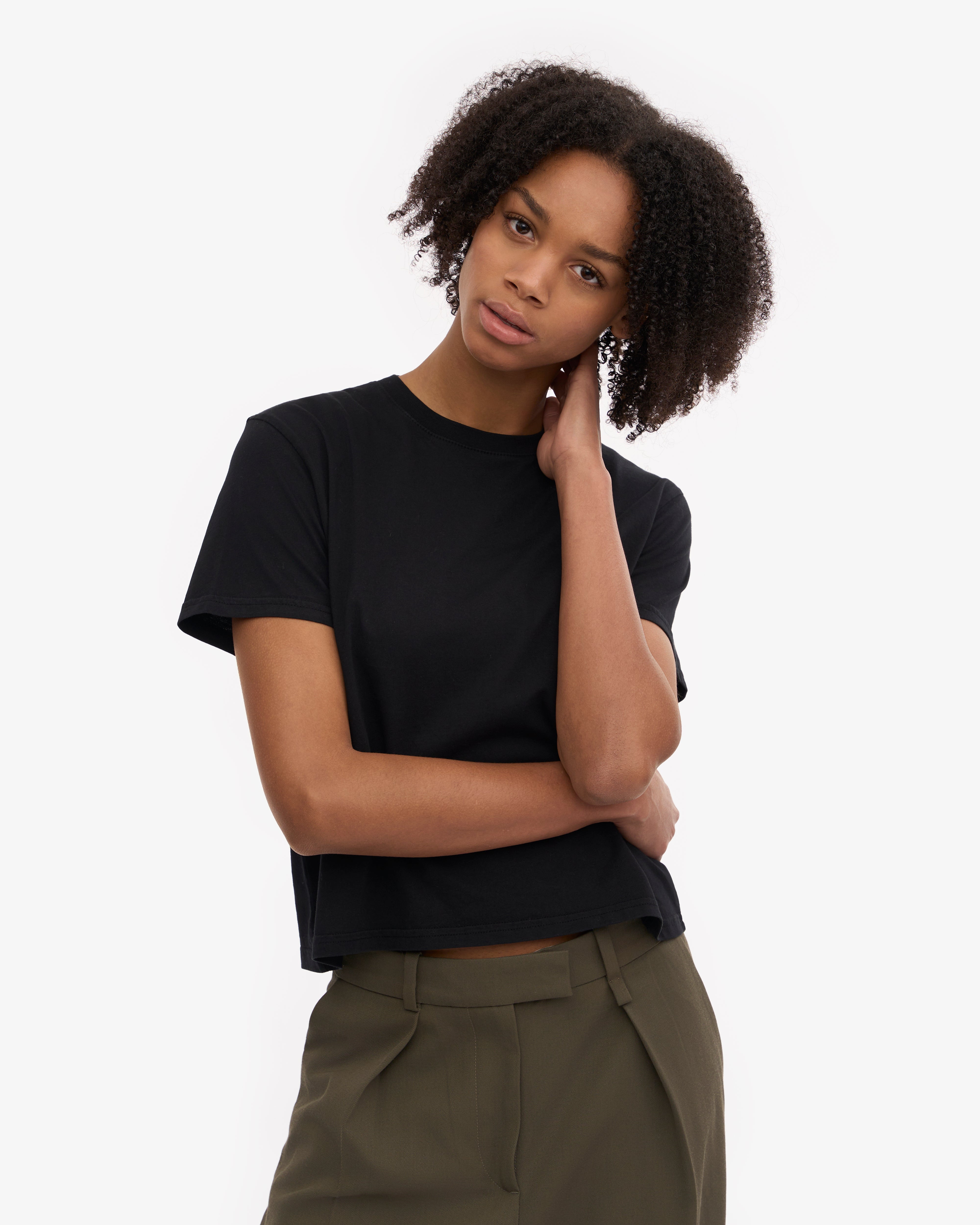 Organic Boxy Crop Tee - Deep Black XS