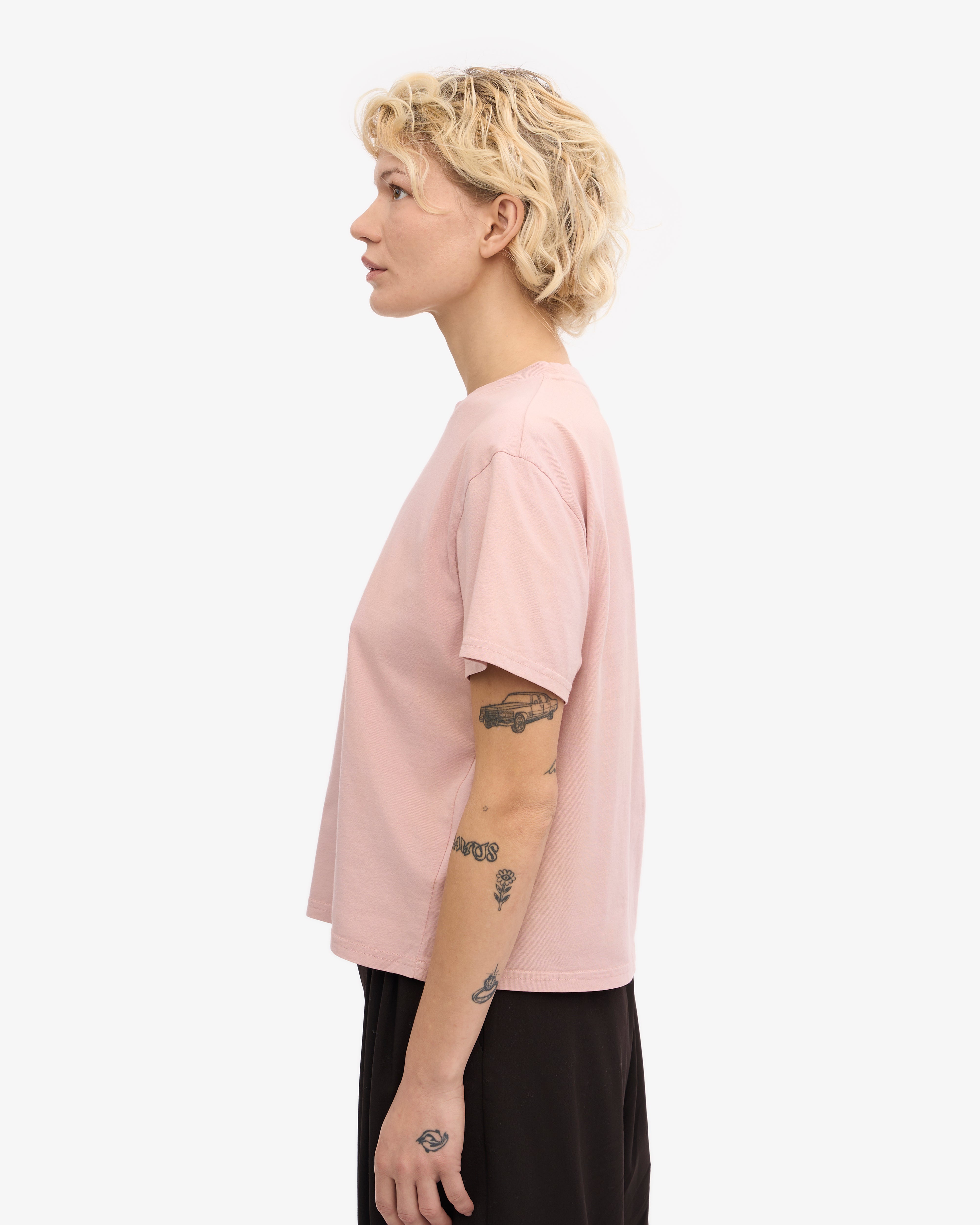 Organic Boxy Crop Tee - Faded Pink XS