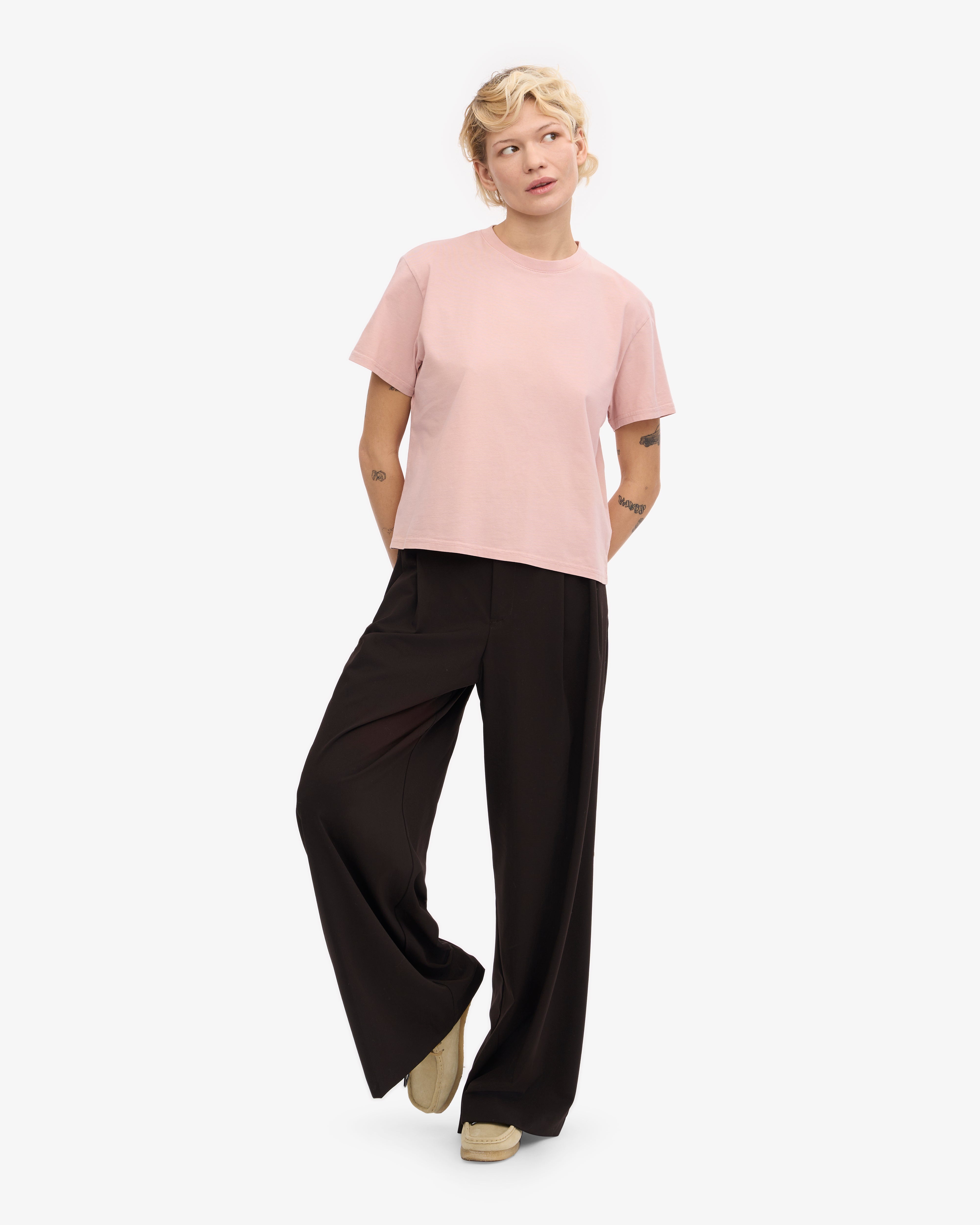 Organic Boxy Crop Tee - Faded Pink XS