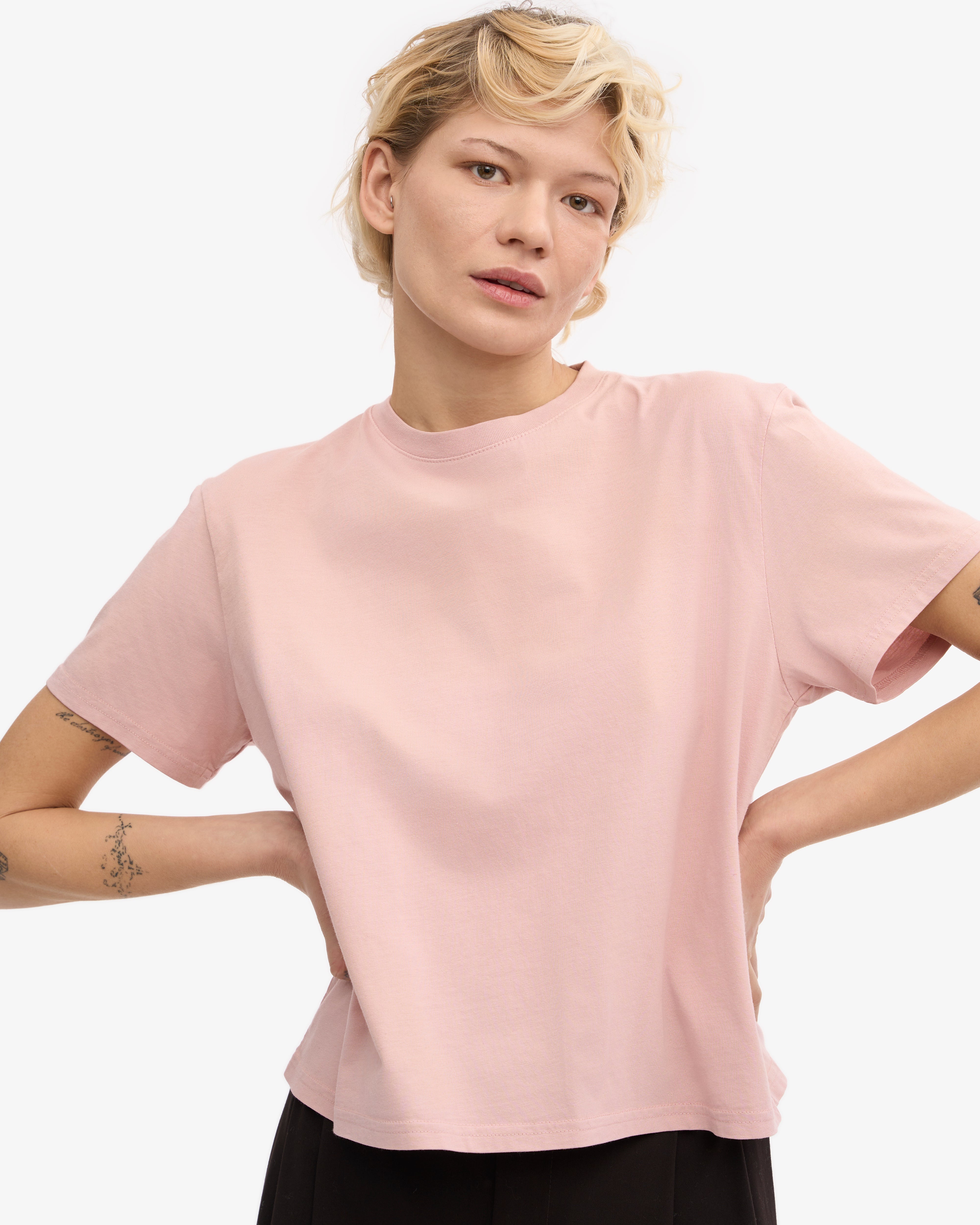 Organic Boxy Crop Tee - Faded Pink XS