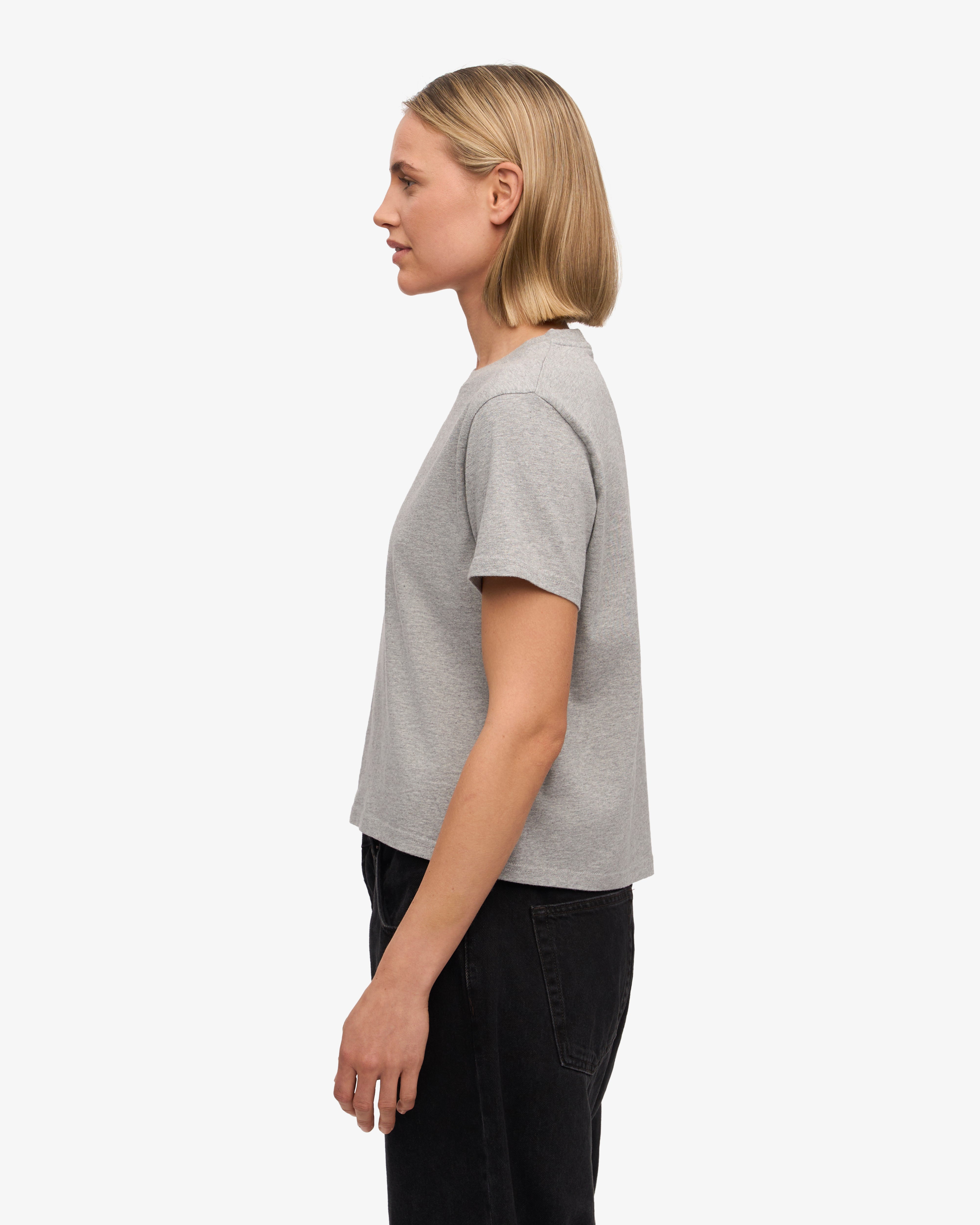 Organic Boxy Crop Tee - Heather Grey XS