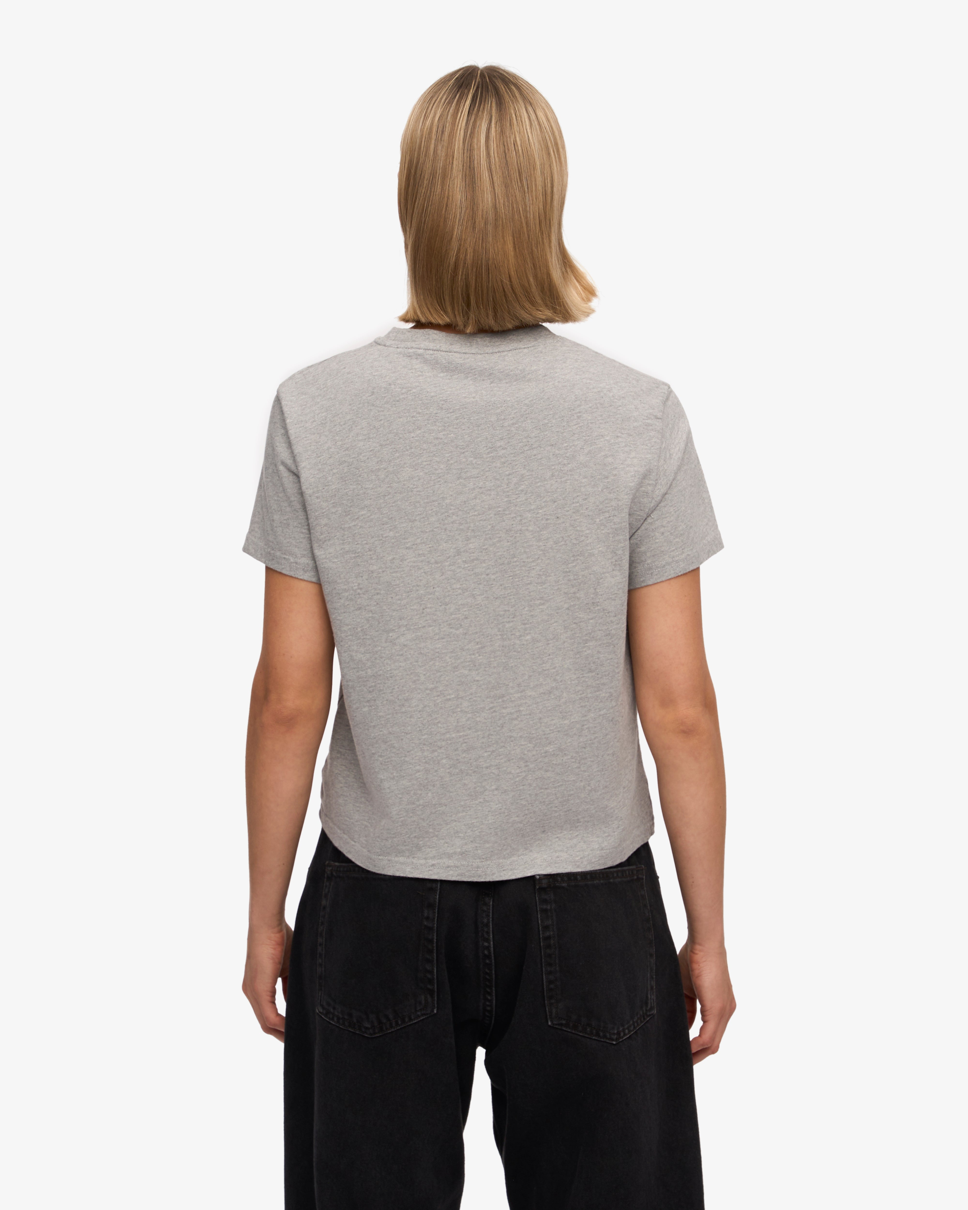 Organic Boxy Crop Tee - Heather Grey XS