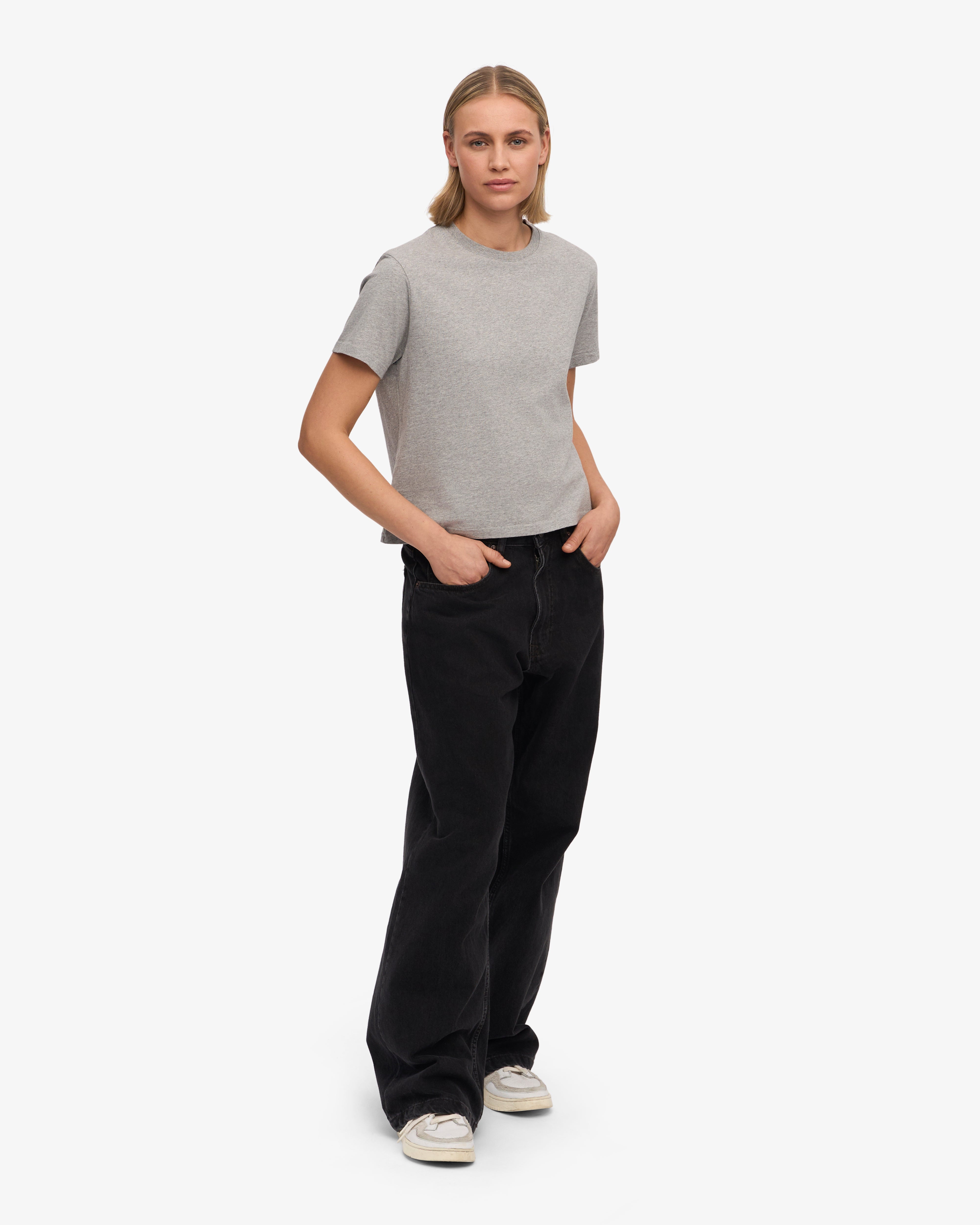 Organic Boxy Crop Tee - Heather Grey XS