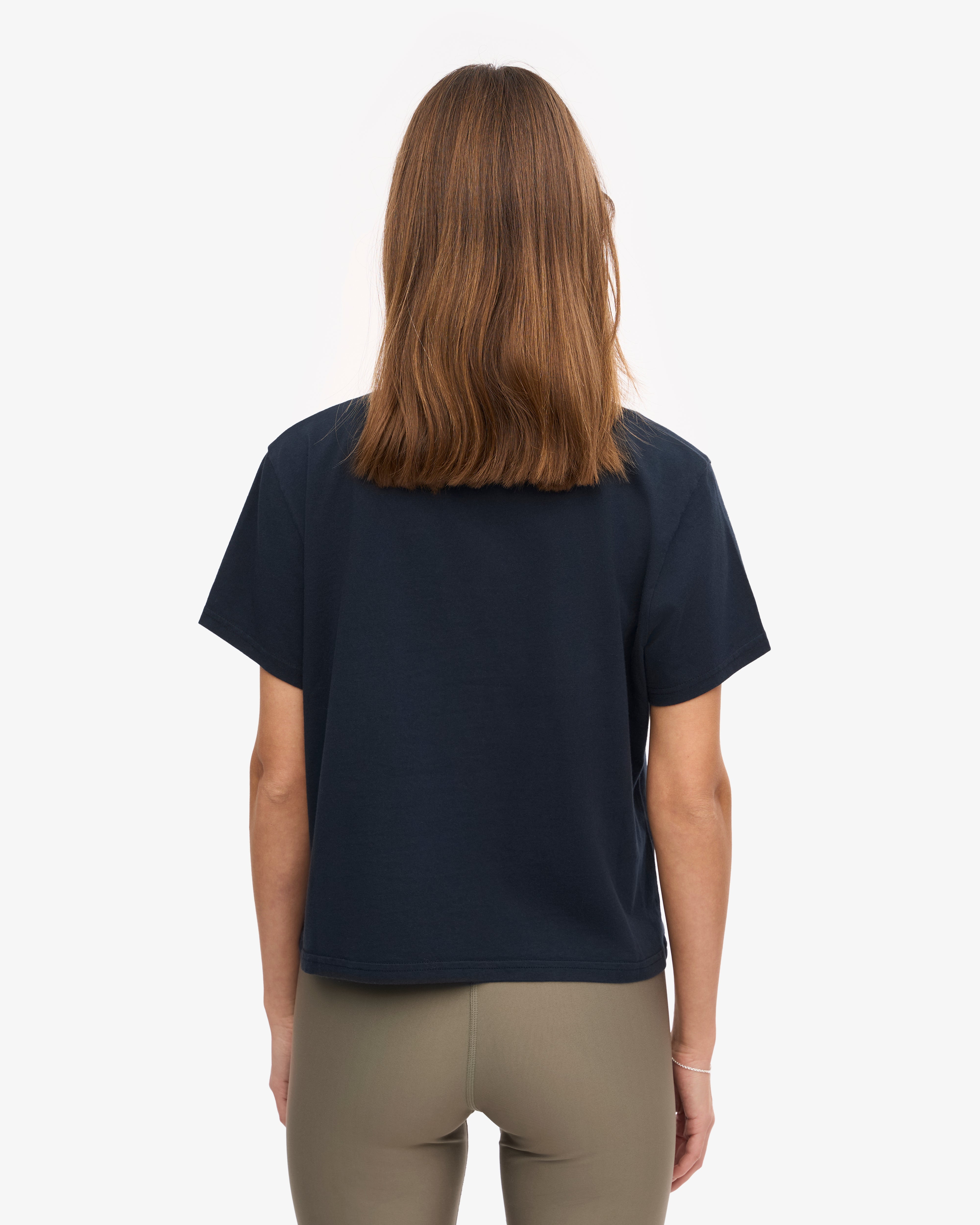 Organic Boxy Crop Tee - Navy Blue XS