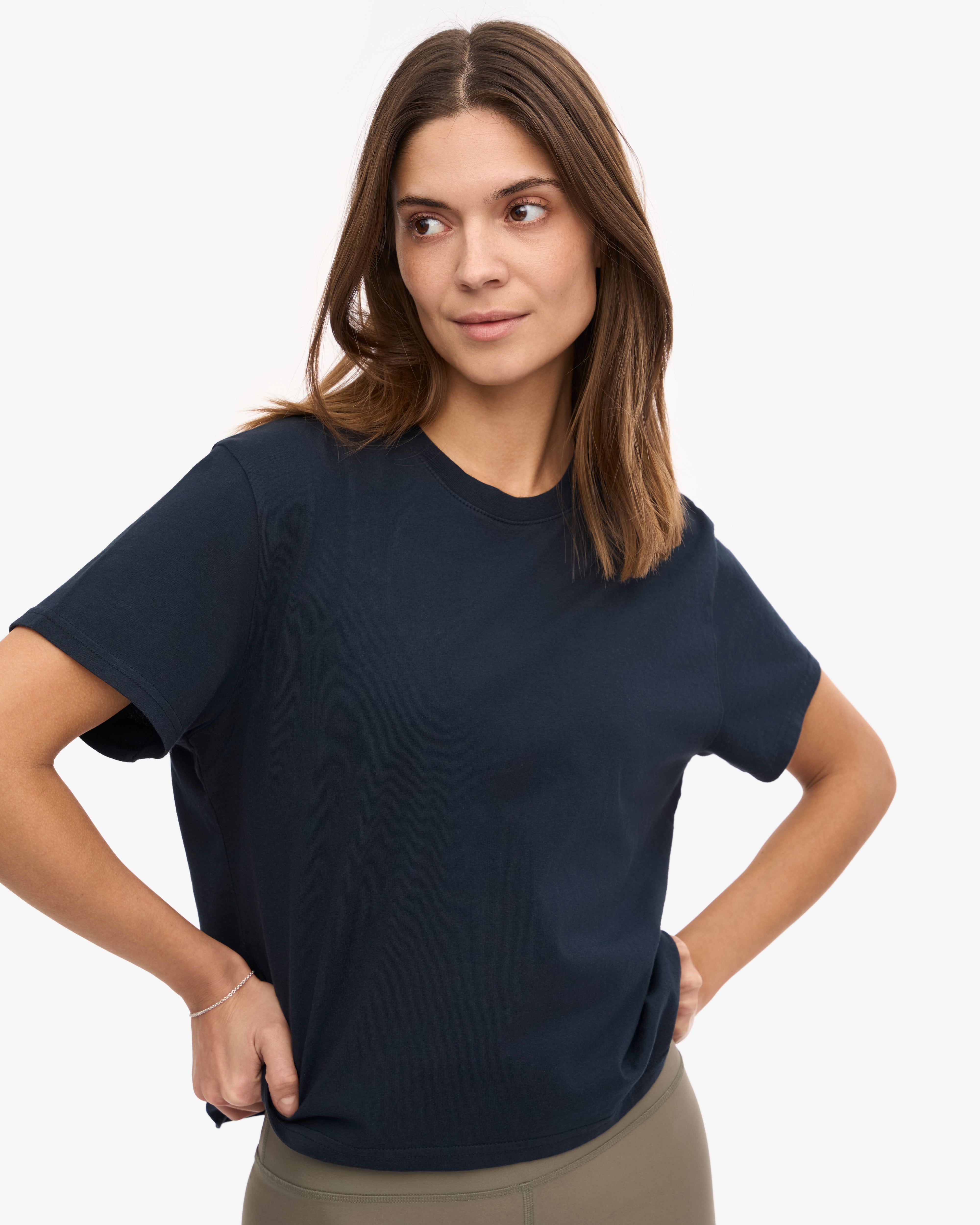 Organic Boxy Crop Tee - Navy Blue XS