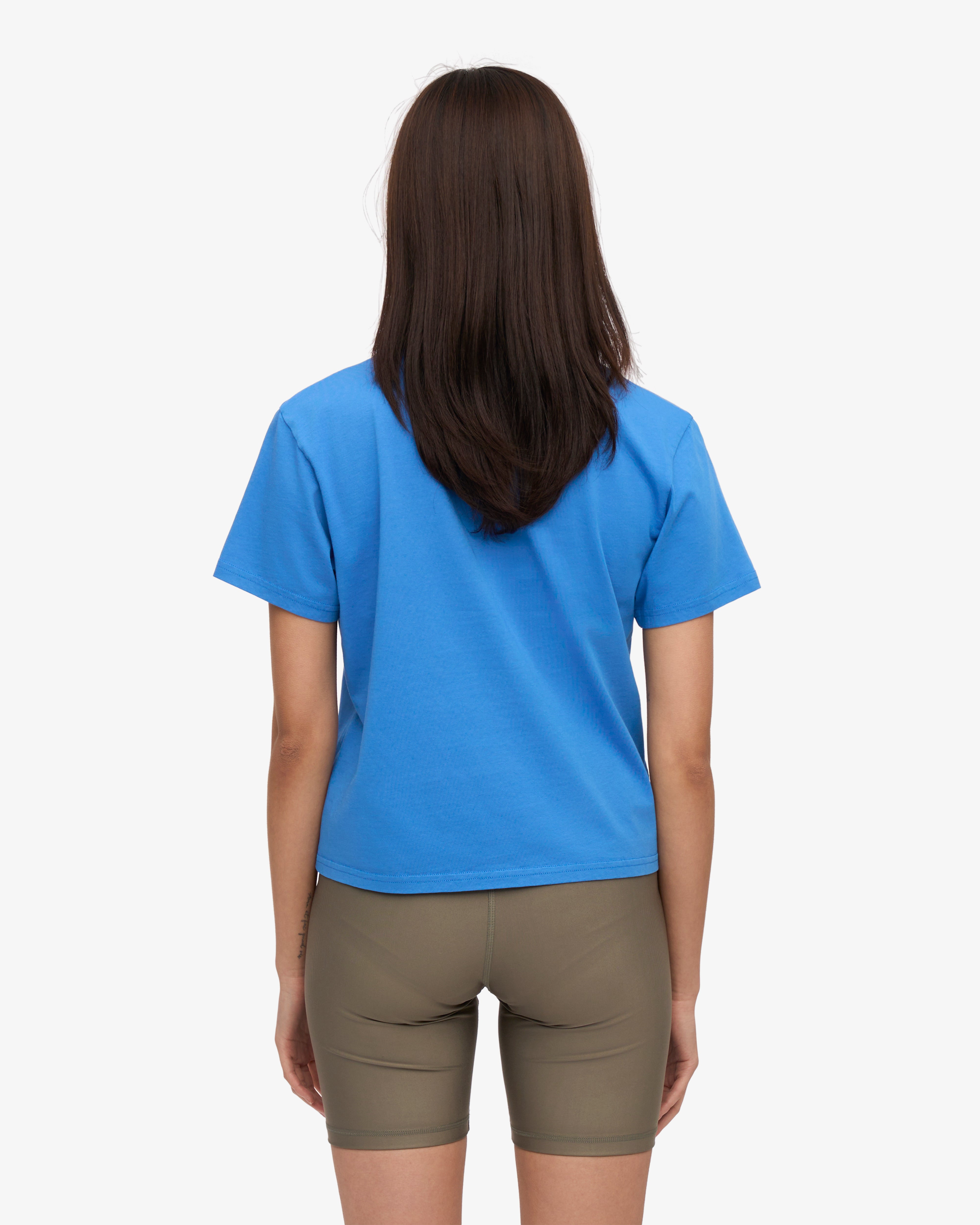 Organic Boxy Crop Tee - Pacific Blue XS