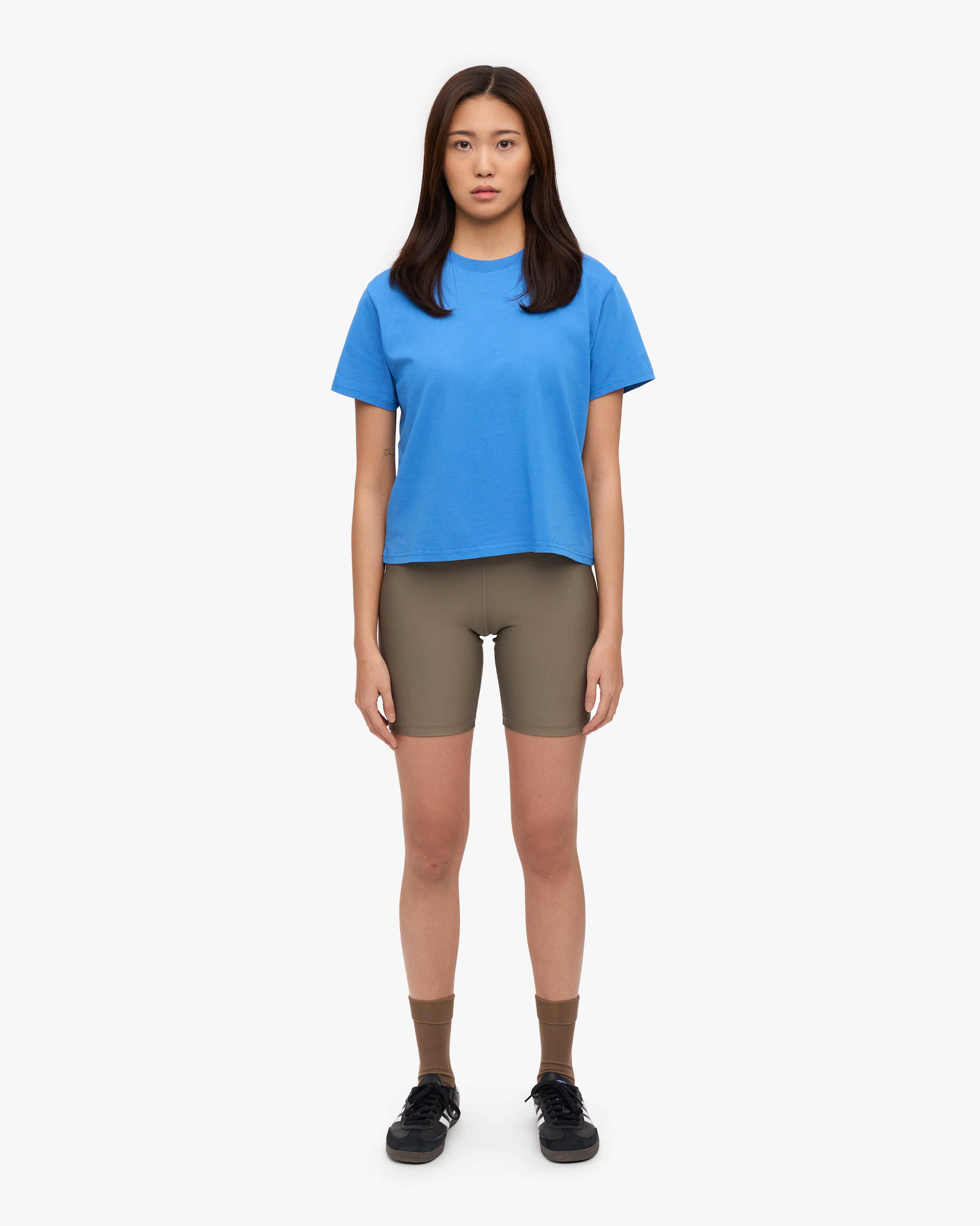 Organic Boxy Crop Tee - Pacific Blue XS
