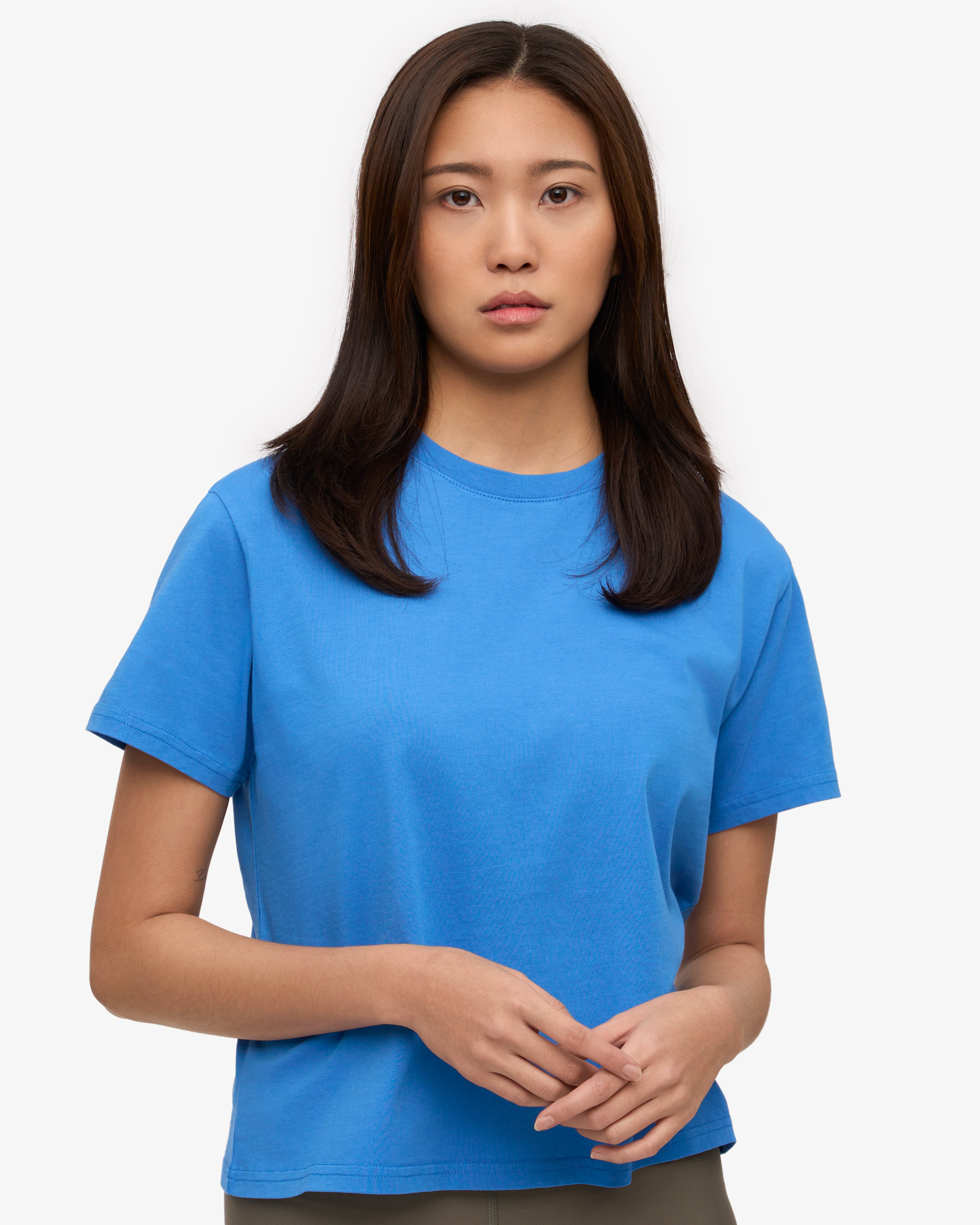 Organic Boxy Crop Tee - Pacific Blue XS