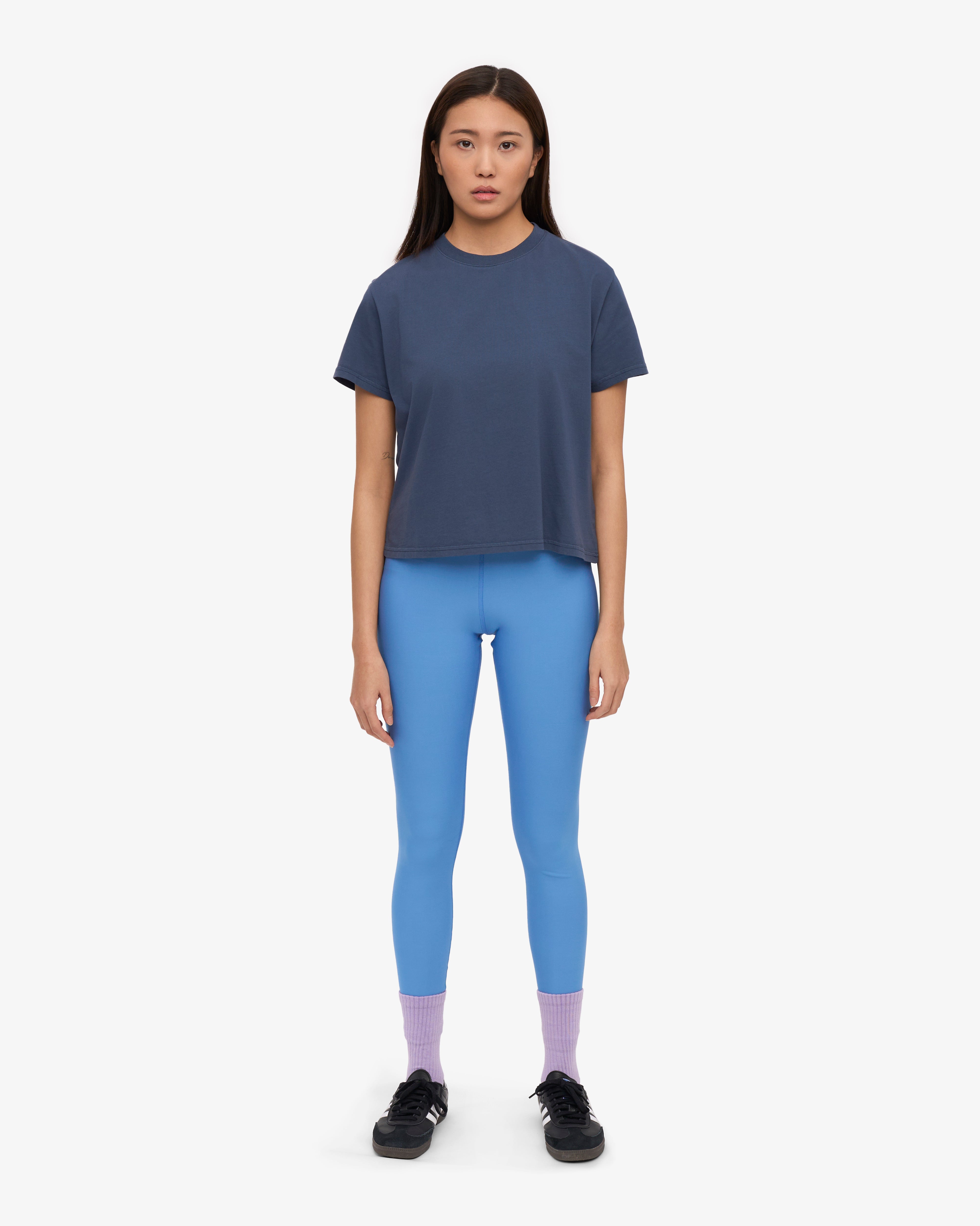 Organic Boxy Crop Tee - Petrol Blue XS