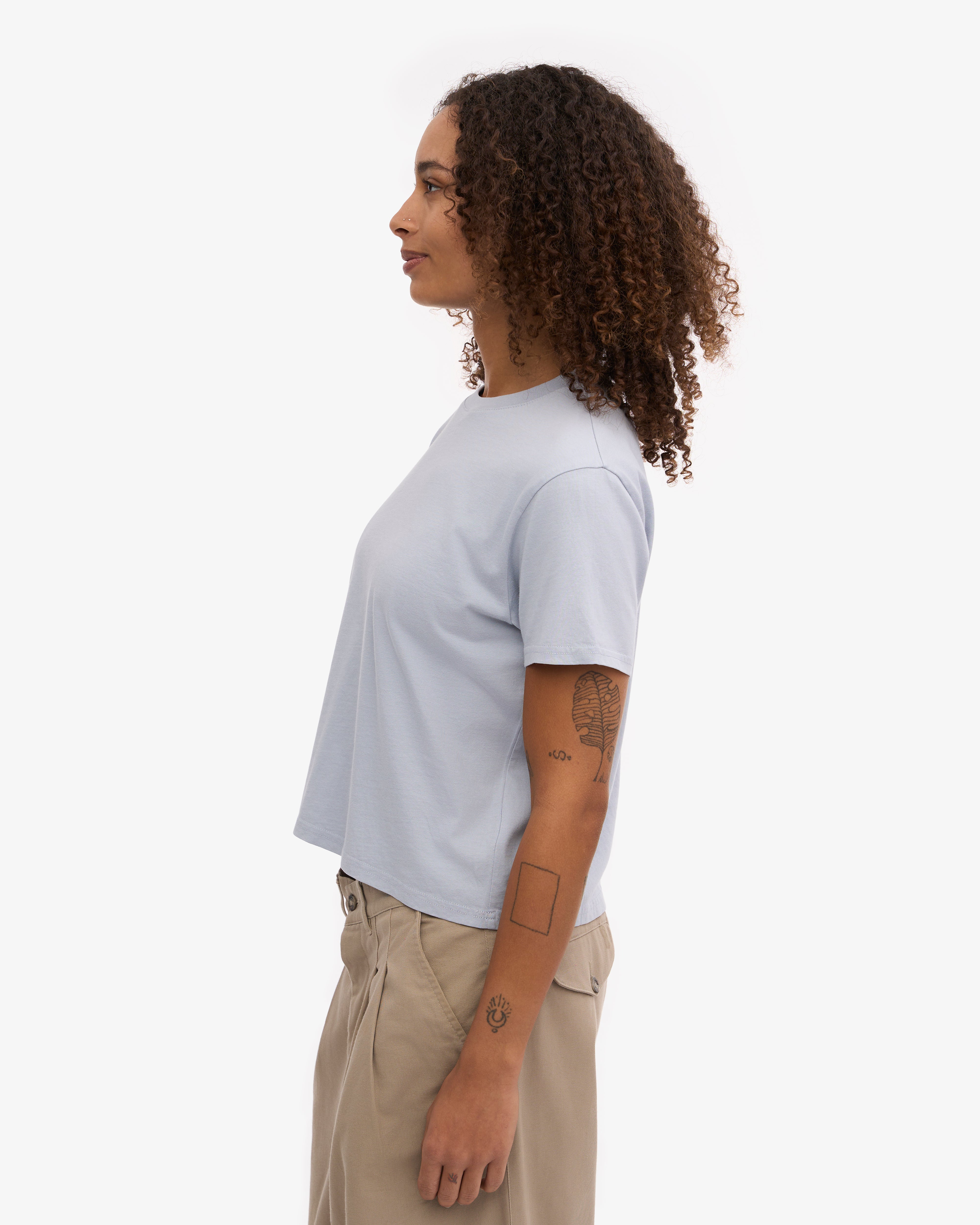 Organic Boxy Crop Tee - Polar Blue XS
