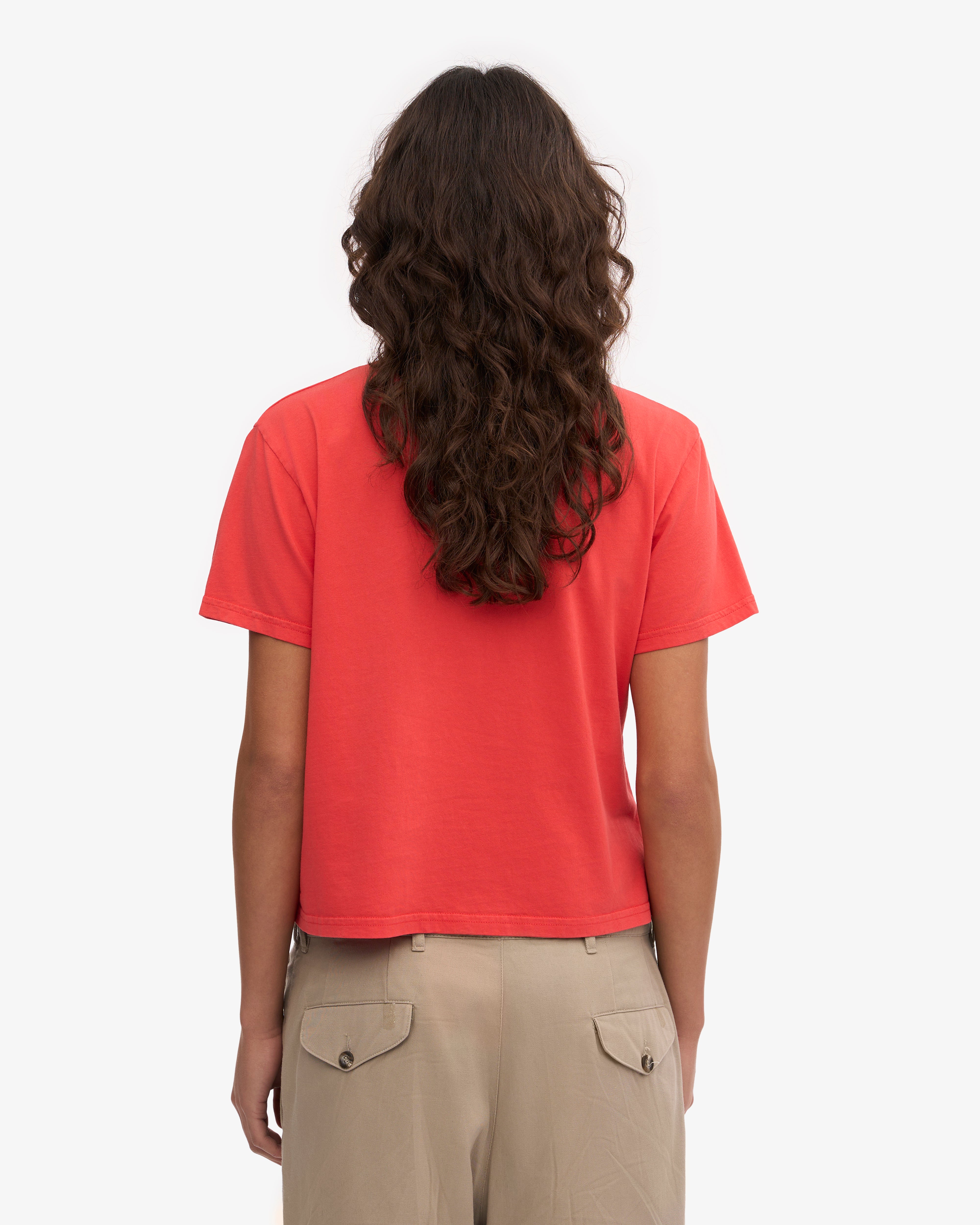 Organic Boxy Crop Tee - Red Tangerine XS