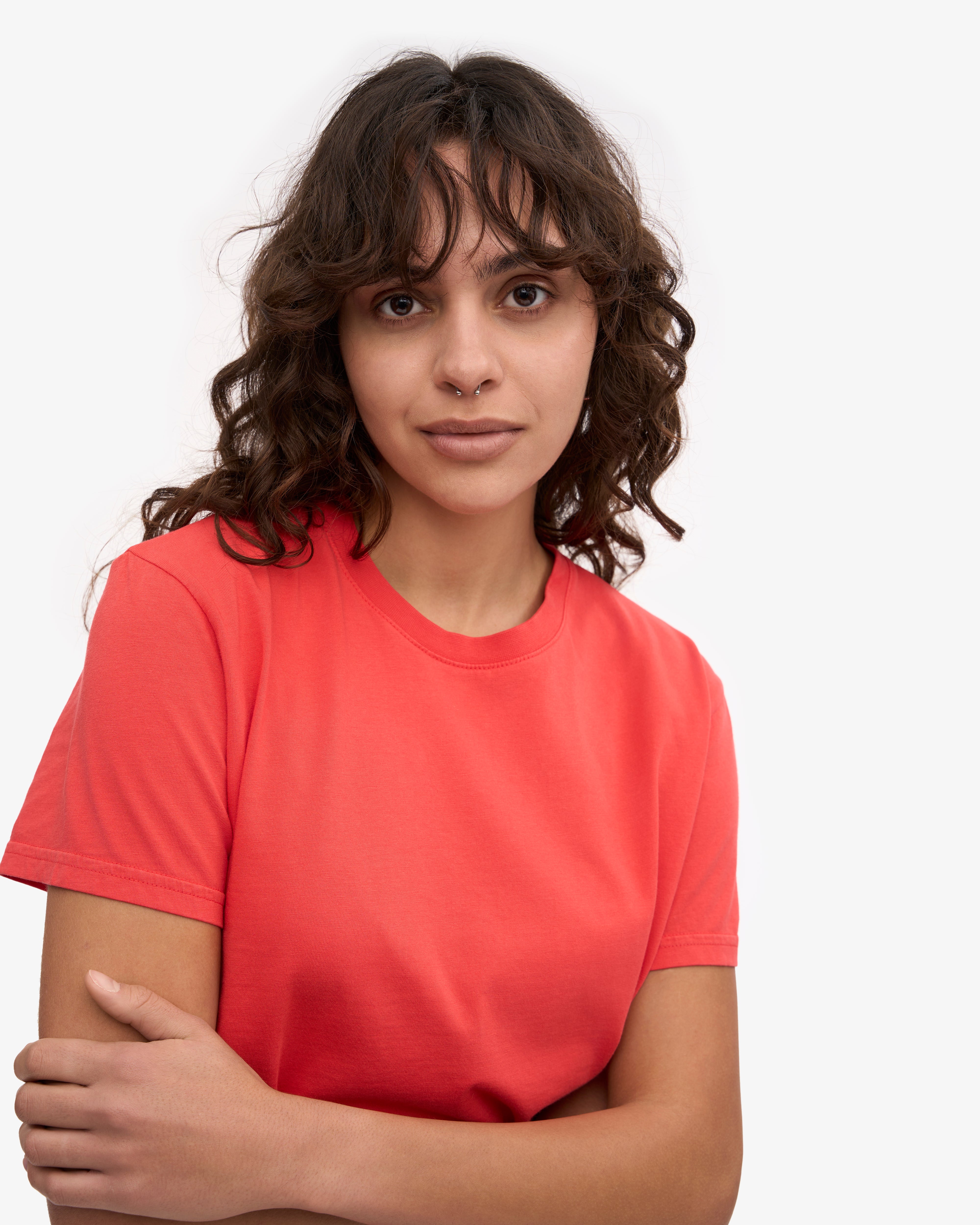 Organic Boxy Crop Tee - Red Tangerine XS