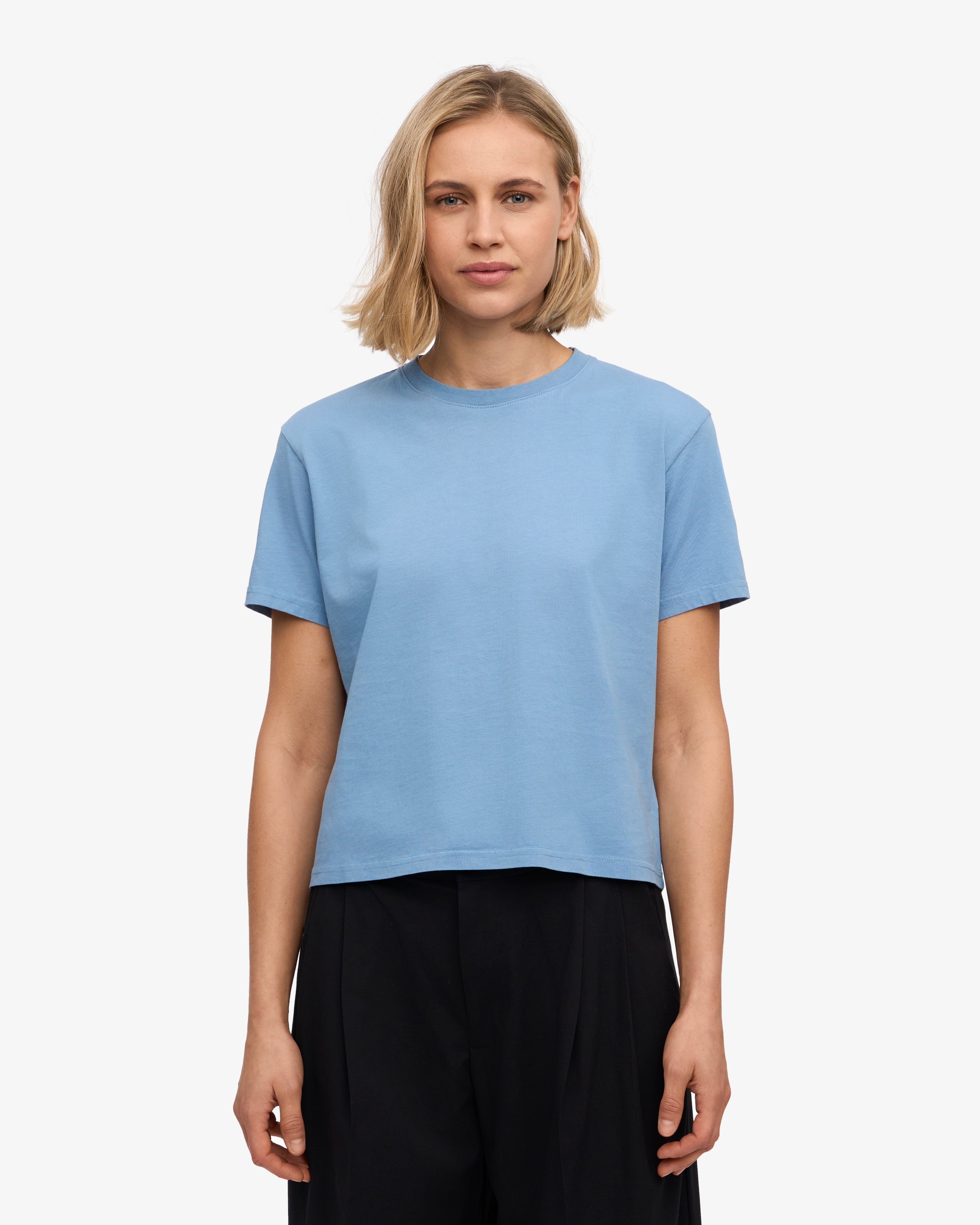Organic Boxy Crop Tee - Seaside Blue XS
