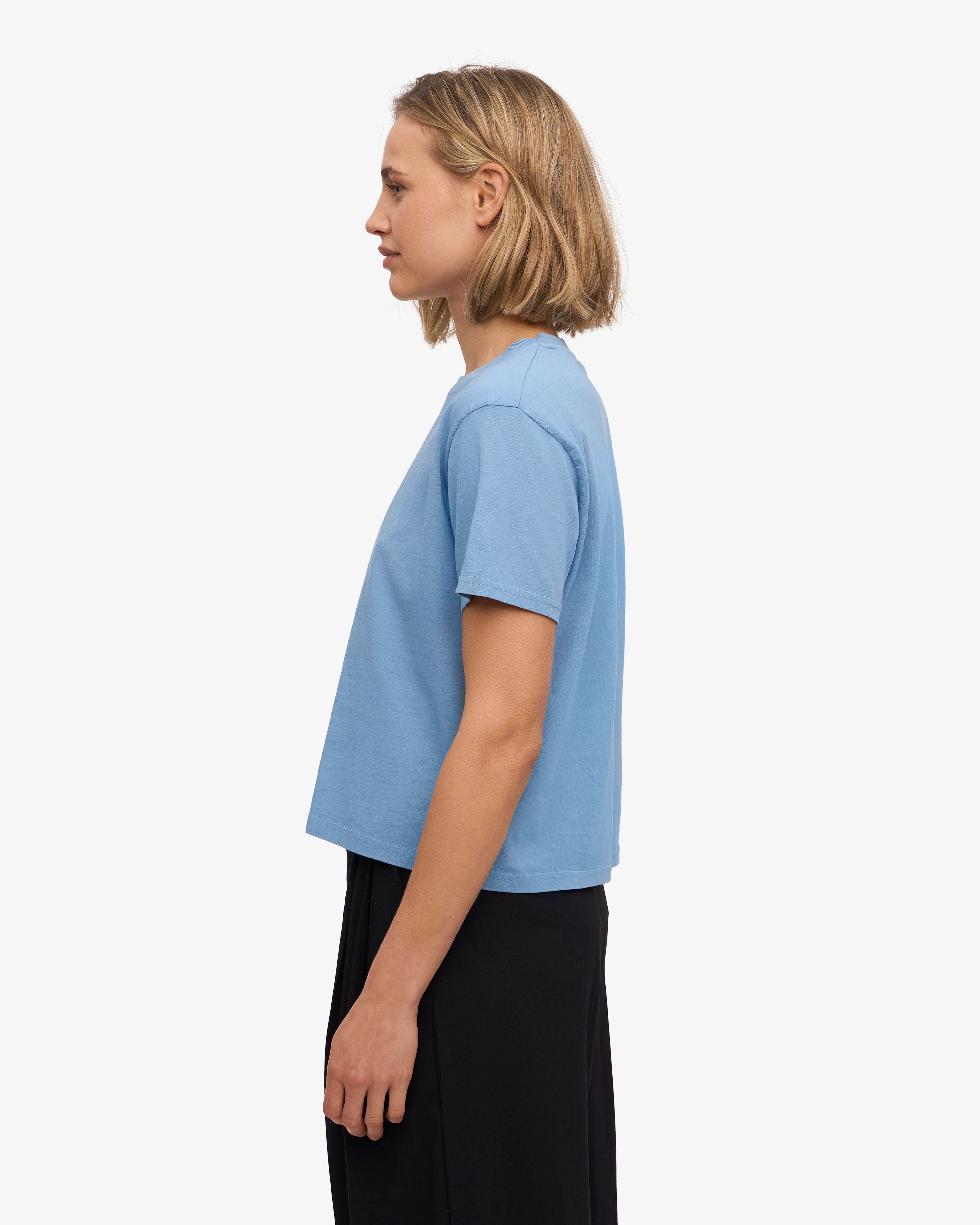 Organic Boxy Crop Tee - Seaside Blue XS
