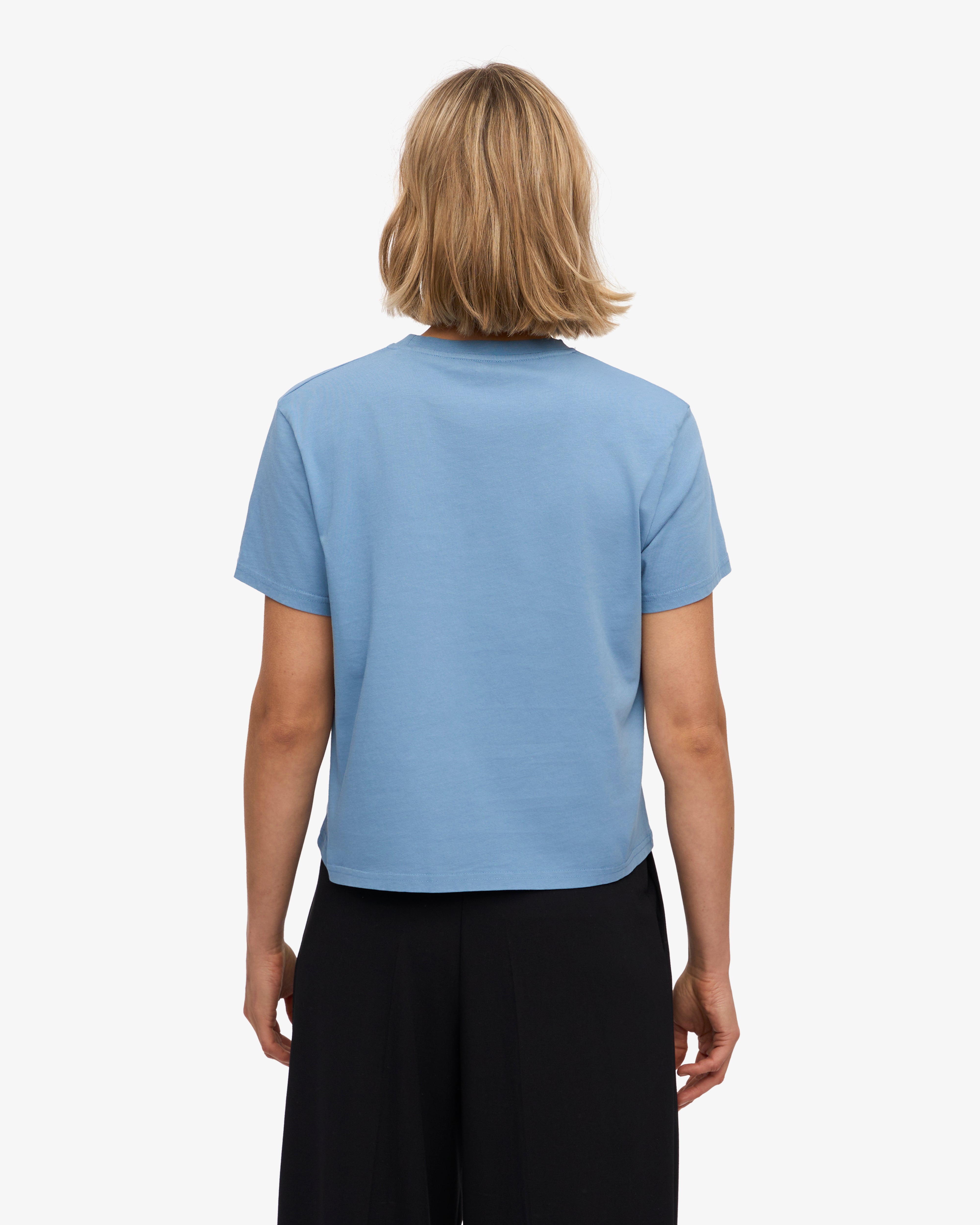 Organic Boxy Crop Tee - Seaside Blue XS