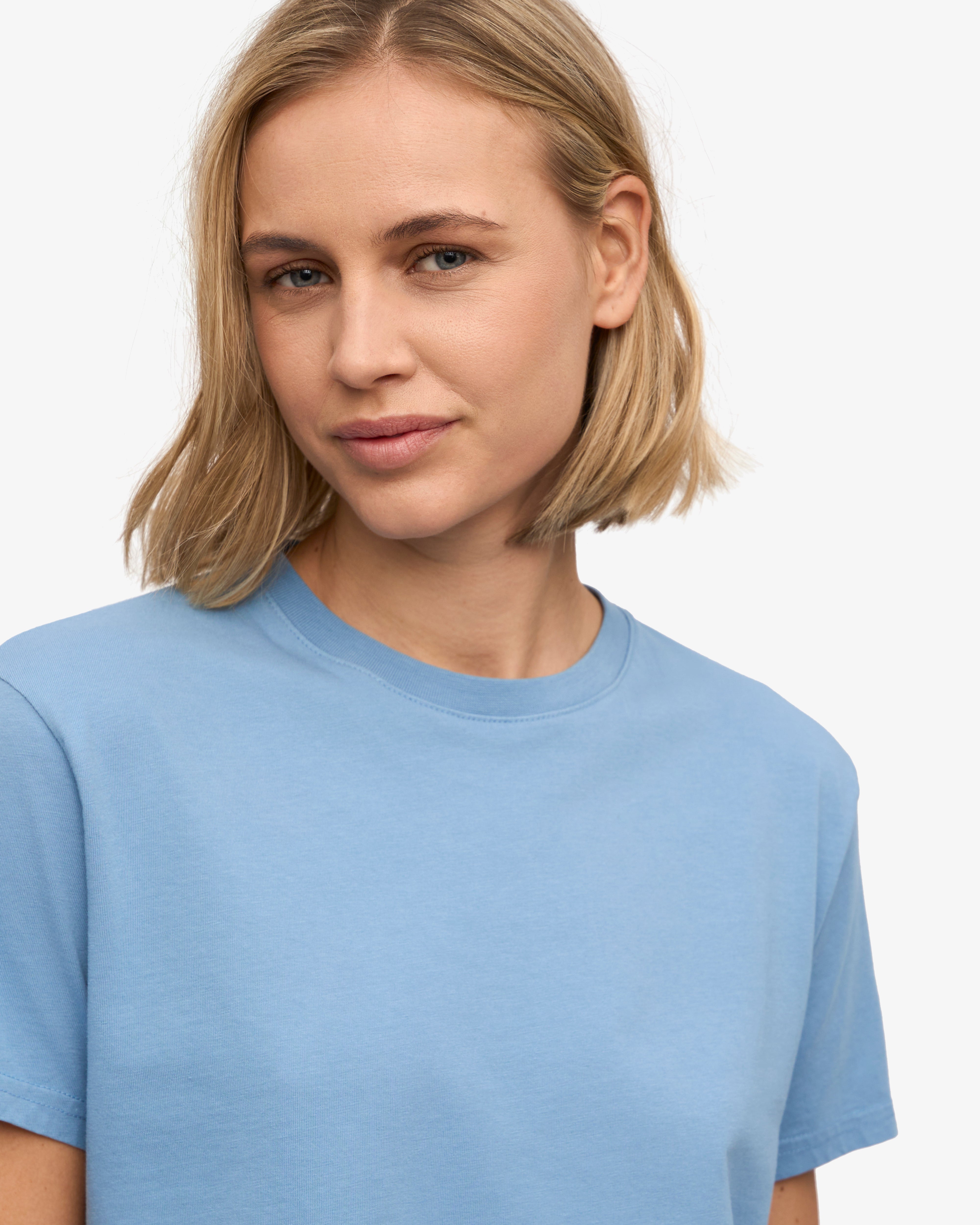 Organic Boxy Crop Tee - Seaside Blue XS