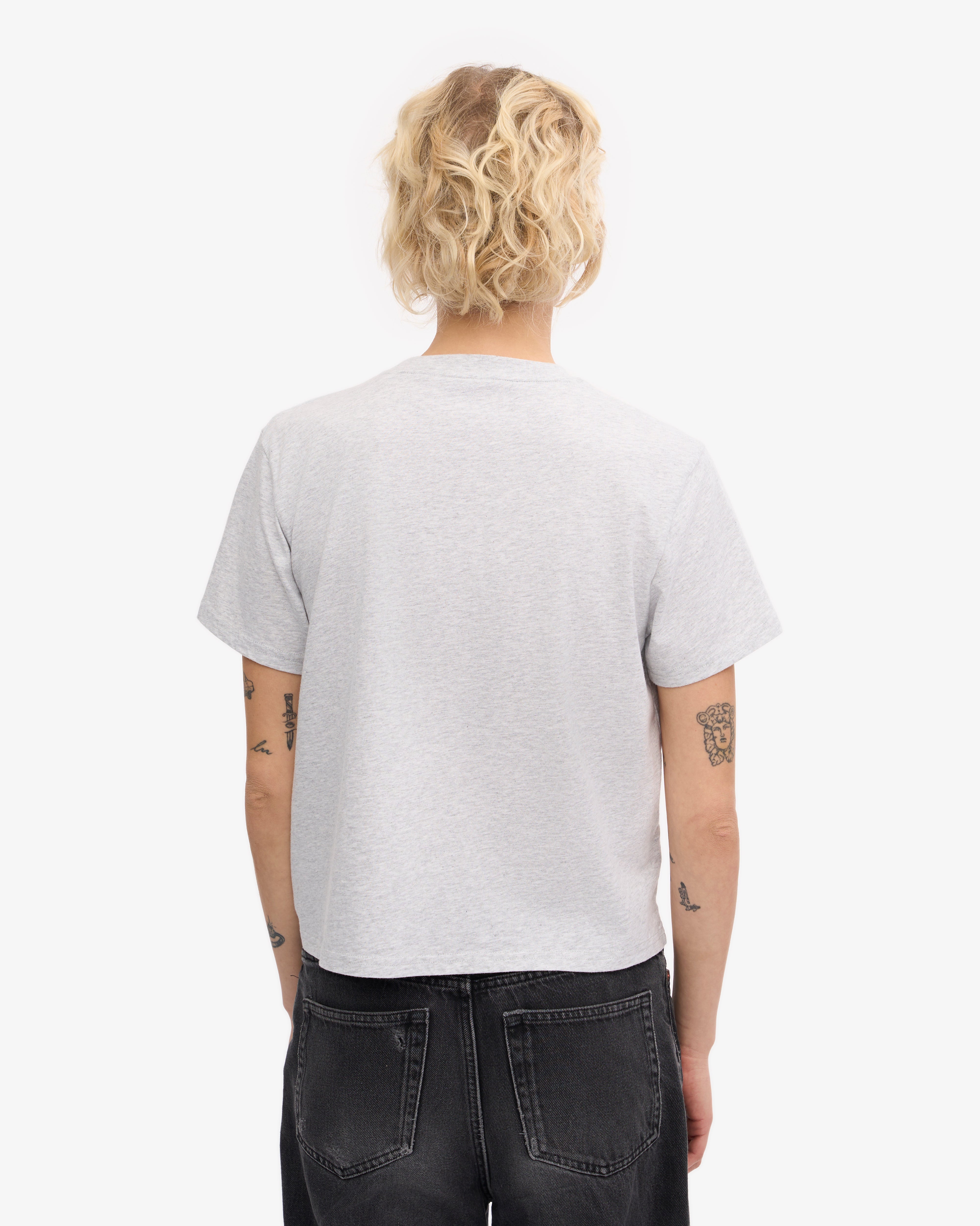 Organic Boxy Crop Tee - Snow Melange XS