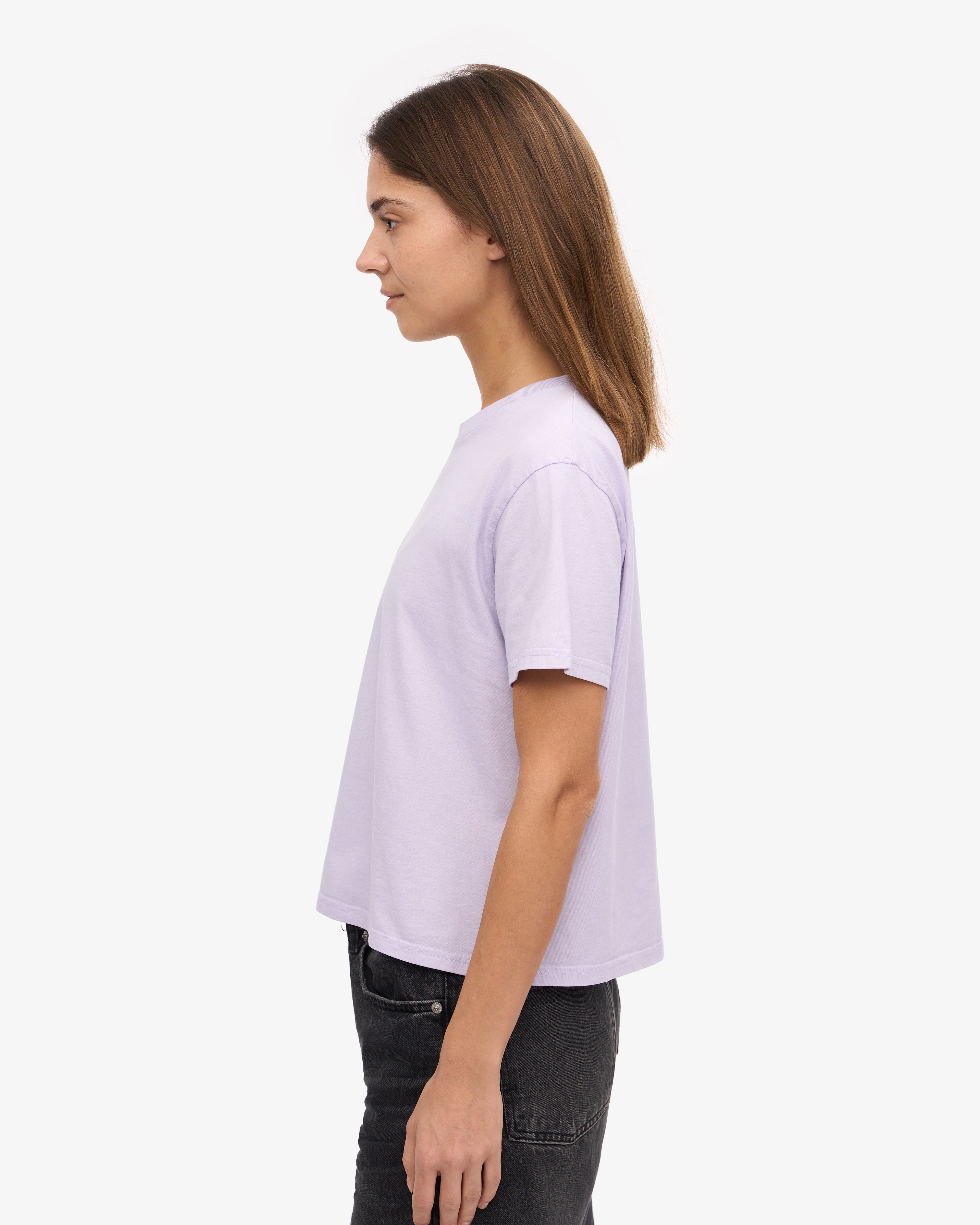 Organic Boxy Crop Tee - Soft Lavender XS