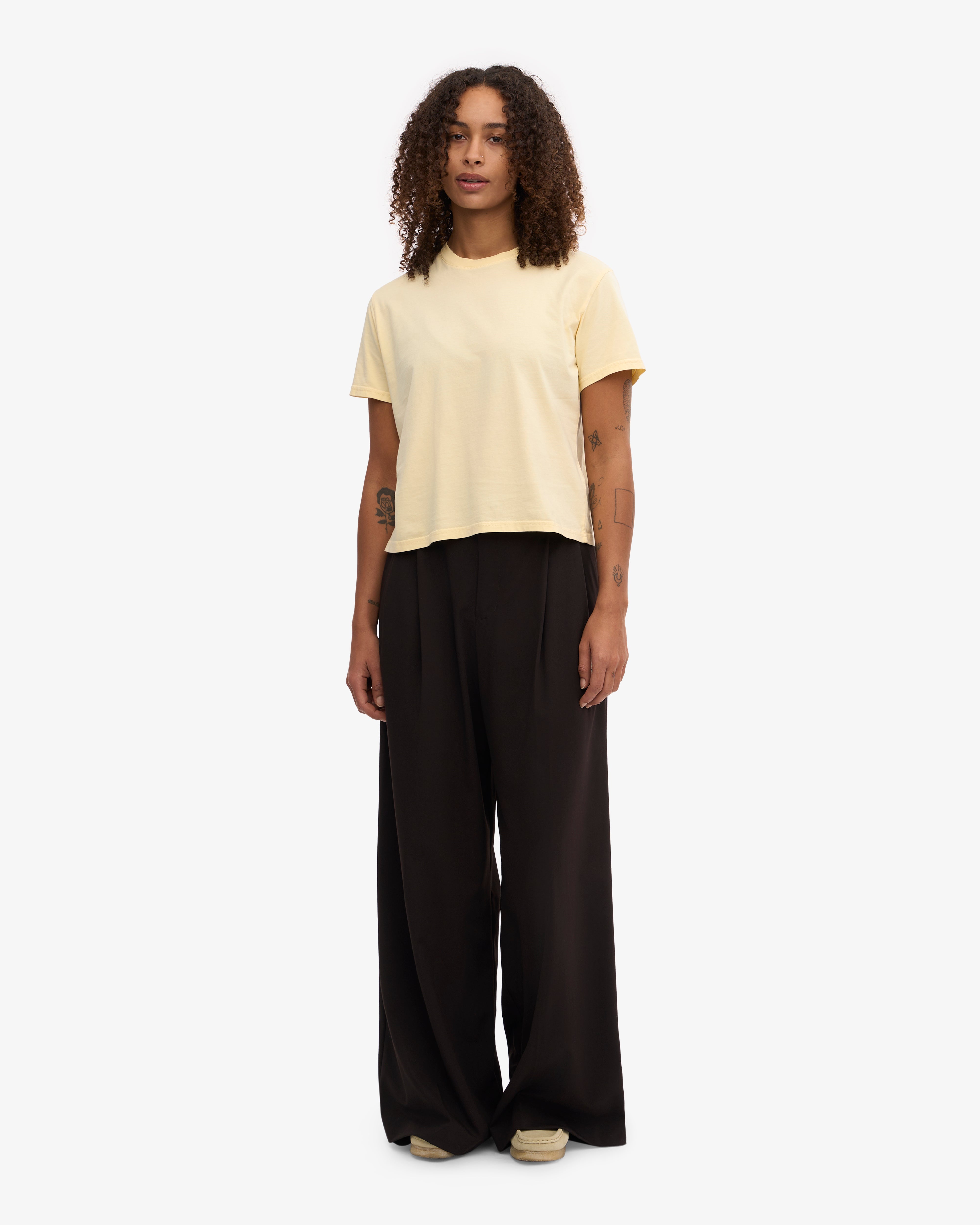 Organic Boxy Crop Tee - Soft Yellow XS
