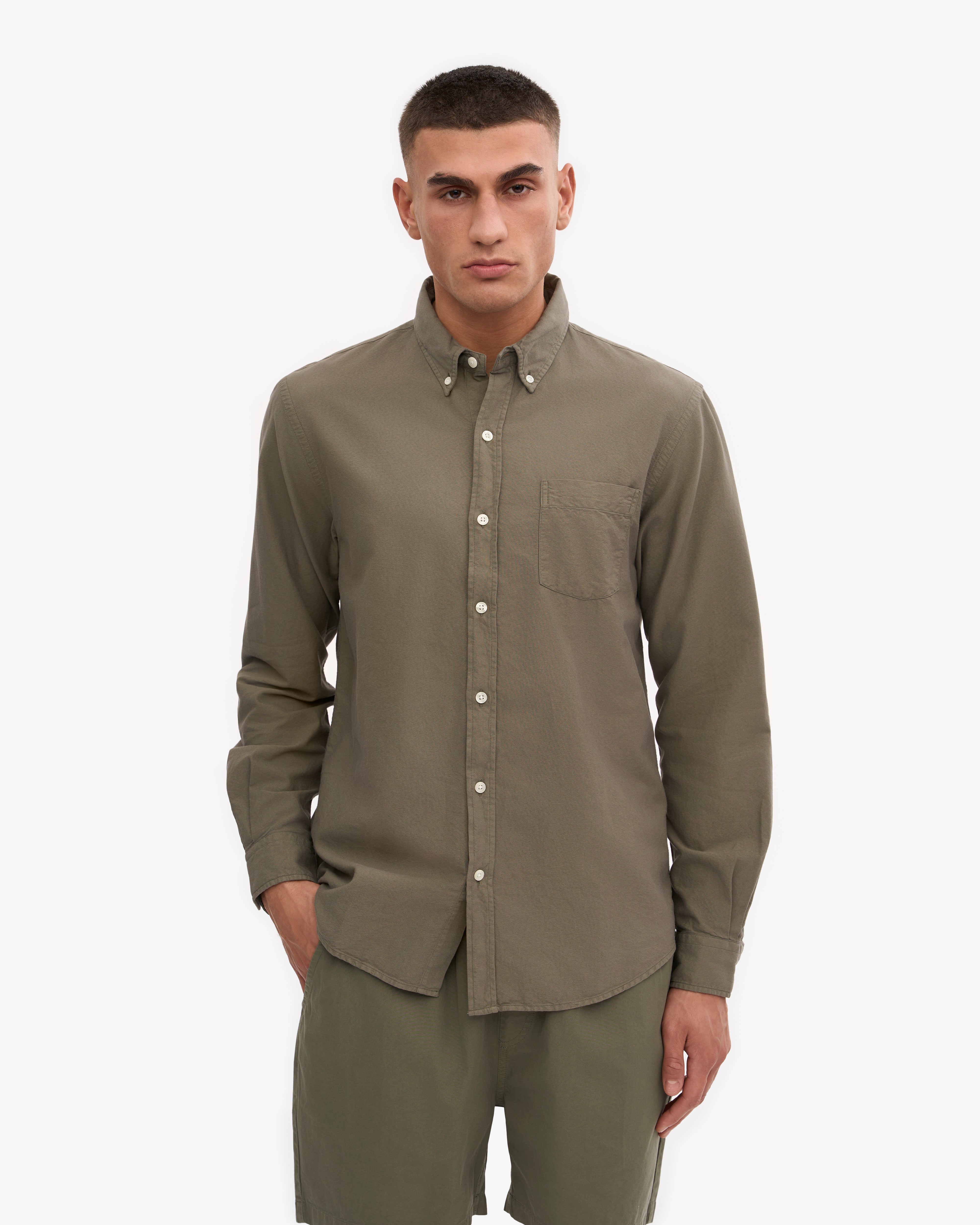 Organic Button Down Shirt - Dusty Olive