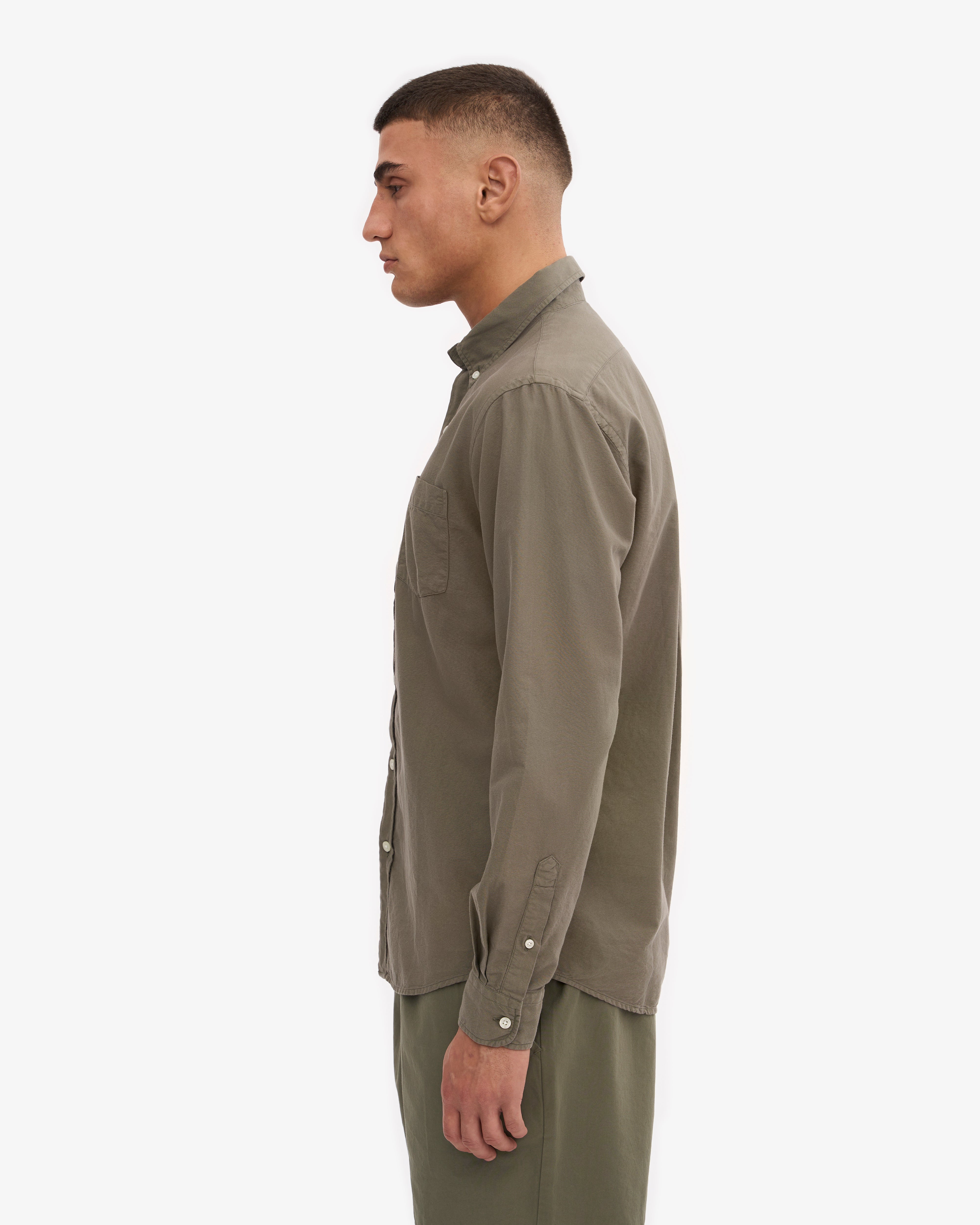 Organic Button Down Shirt - Dusty Olive