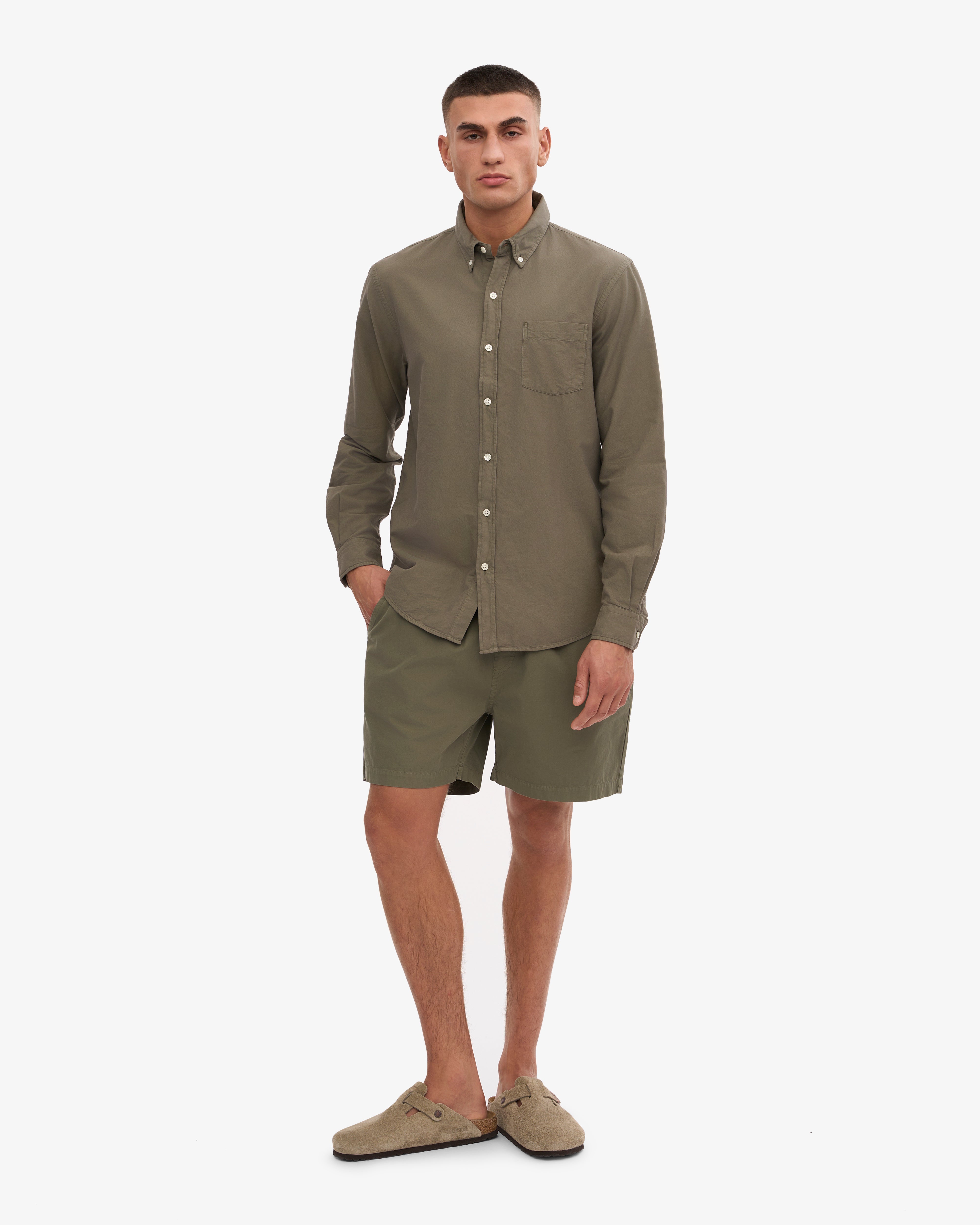 Organic Button Down Shirt - Dusty Olive