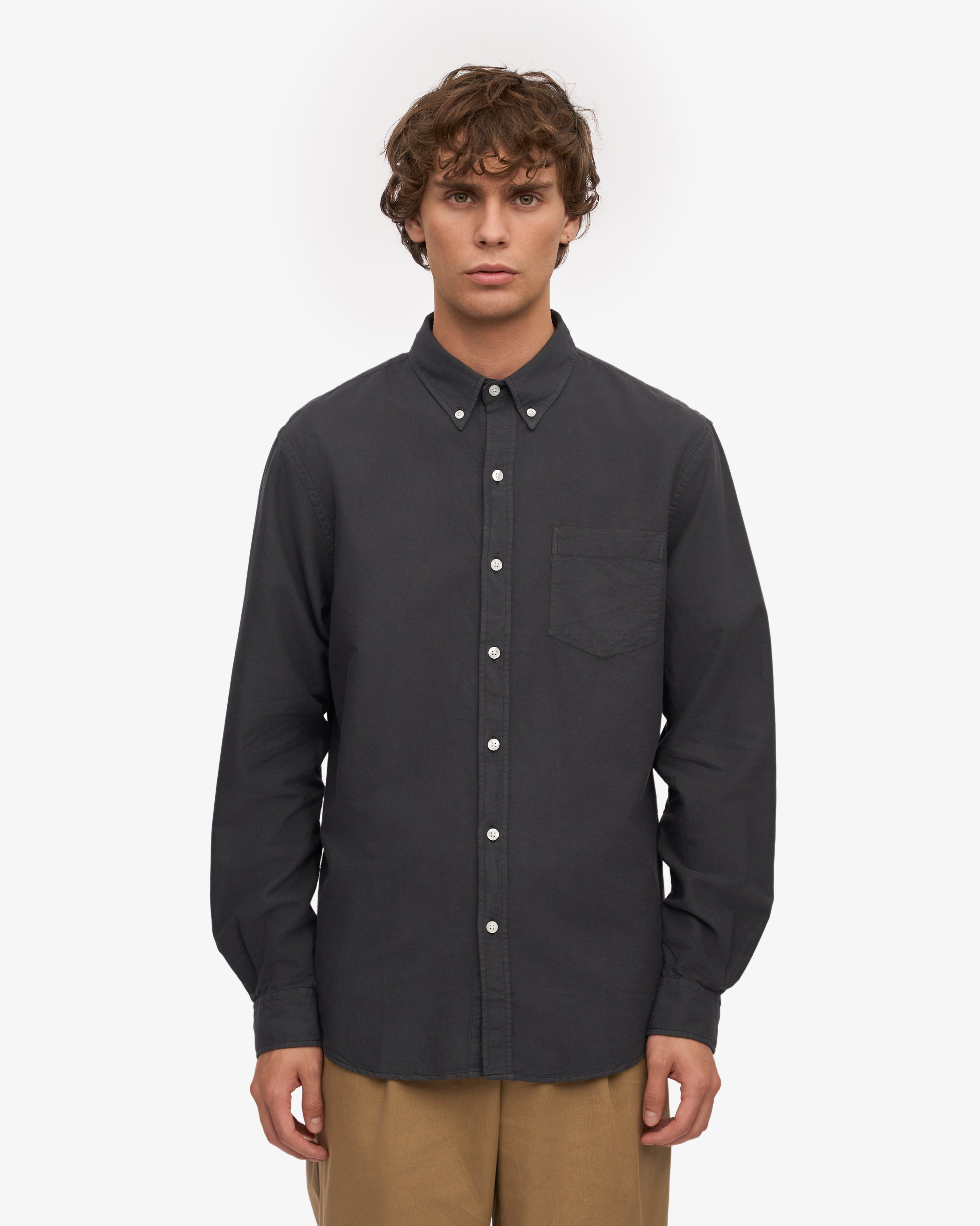 Organic Button Down Shirt - Lava Grey