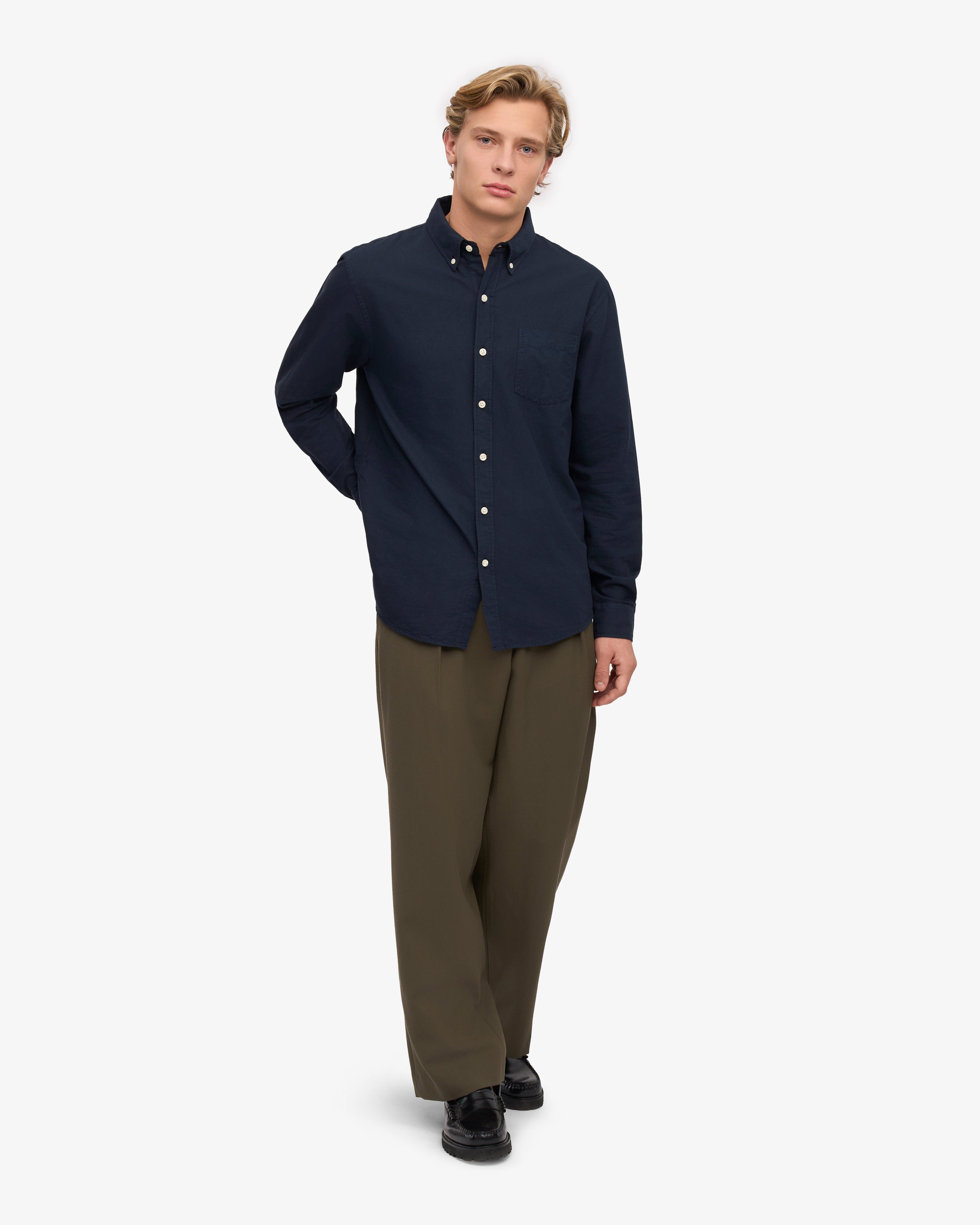 Organic Button Down Shirt - Navy Blue