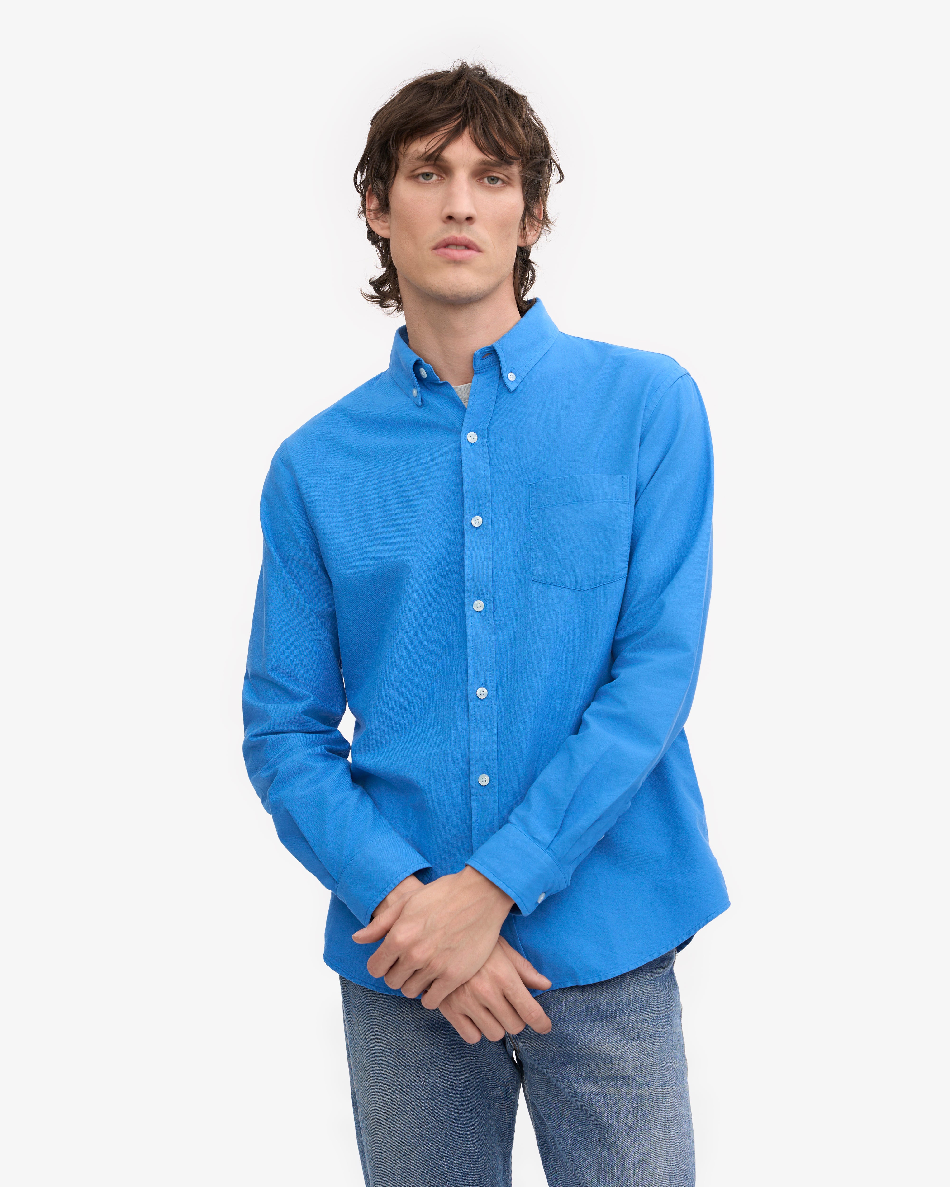 Organic Button Down Shirt - Pacific Blue