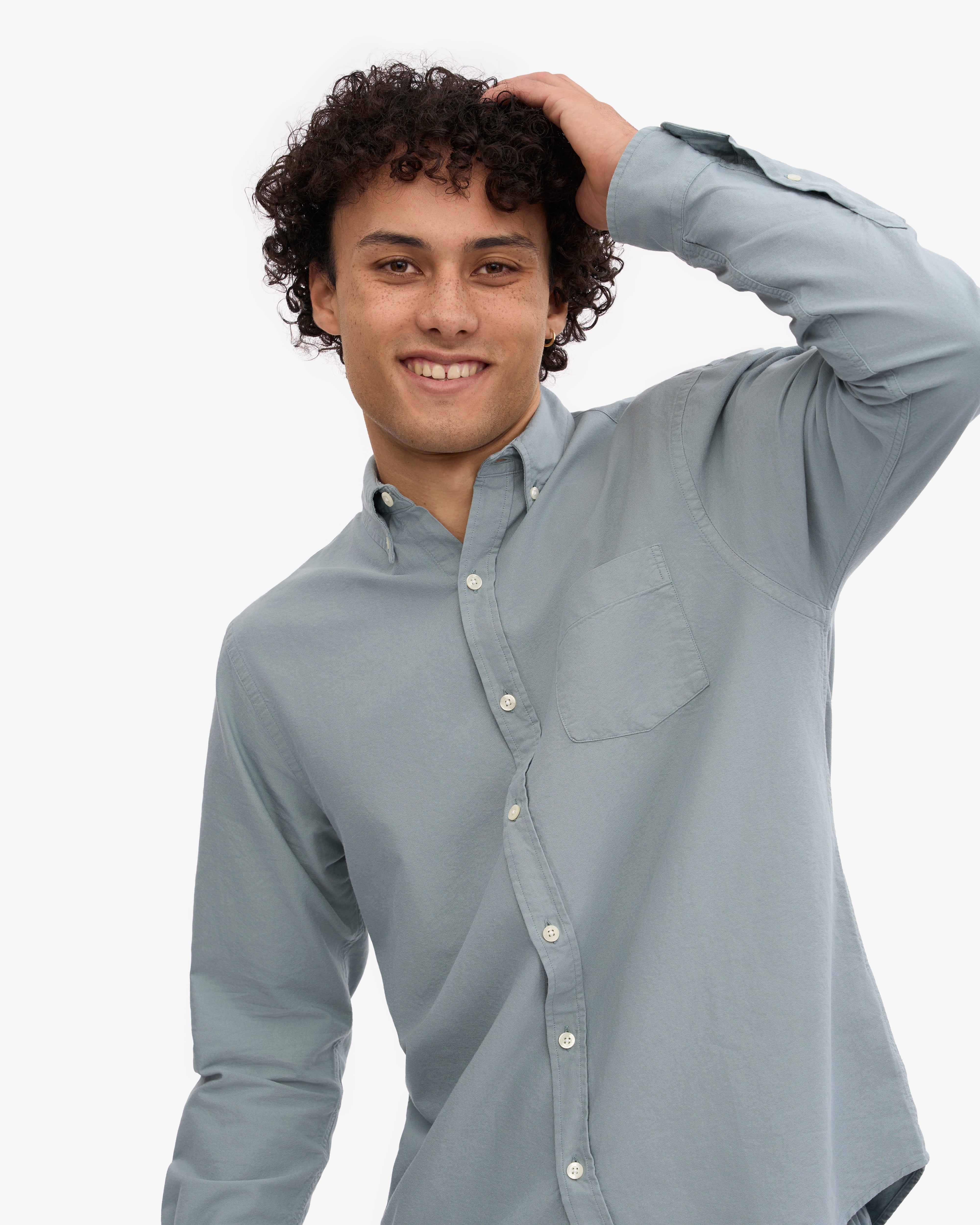 Organic Button Down Shirt - Steel Blue