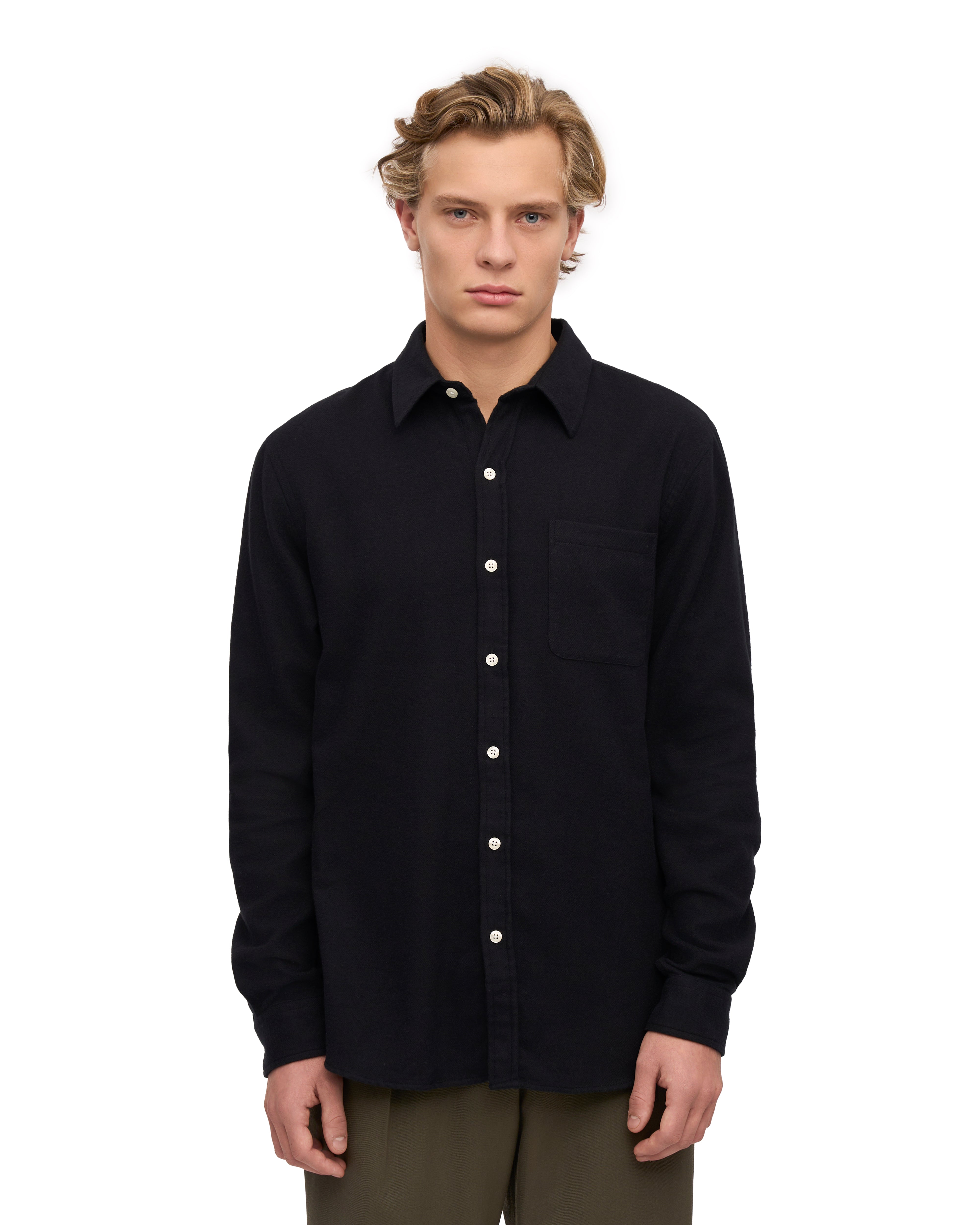 Organic Flannel Shirt - Deep Black