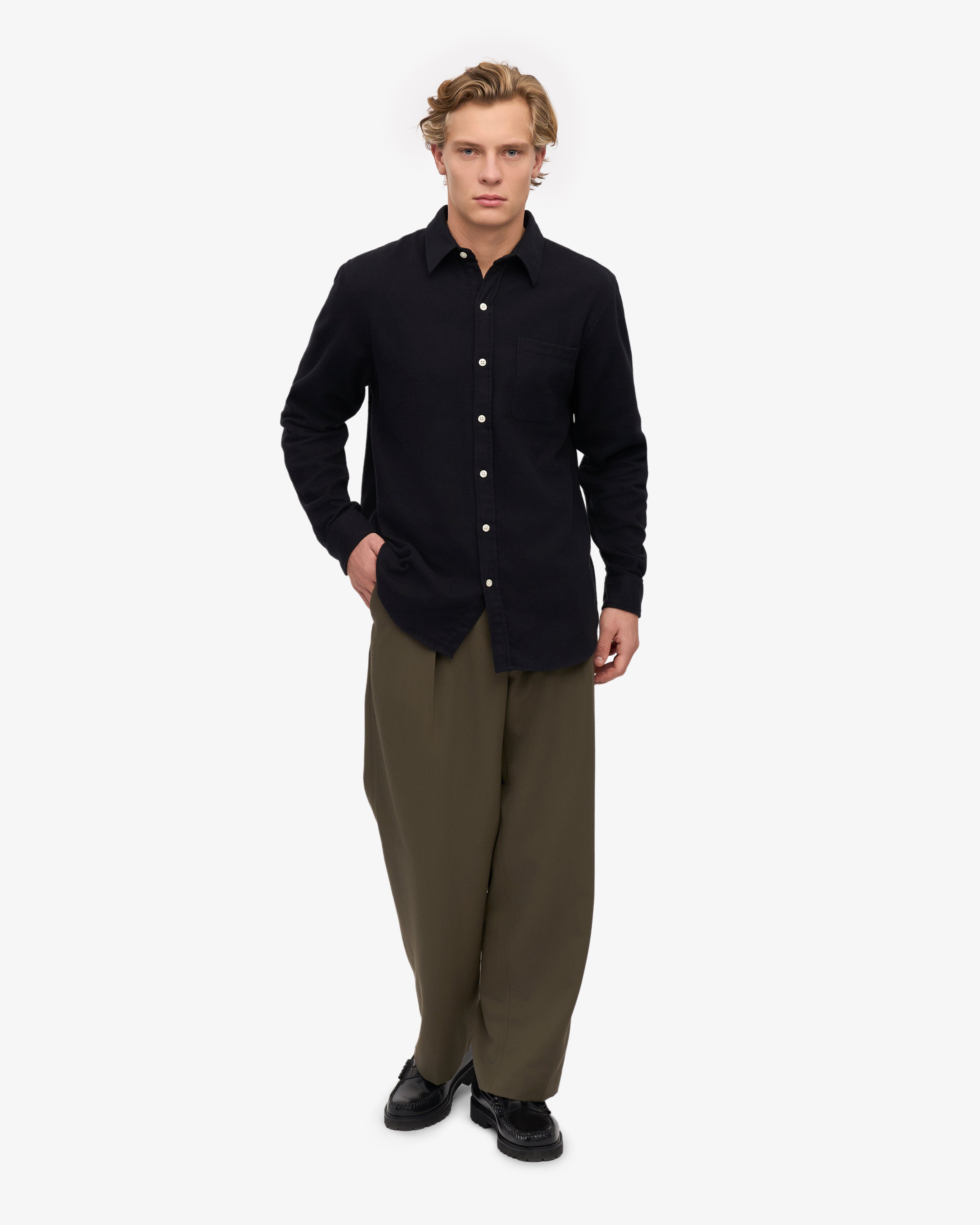 Organic Flannel Shirt - Deep Black
