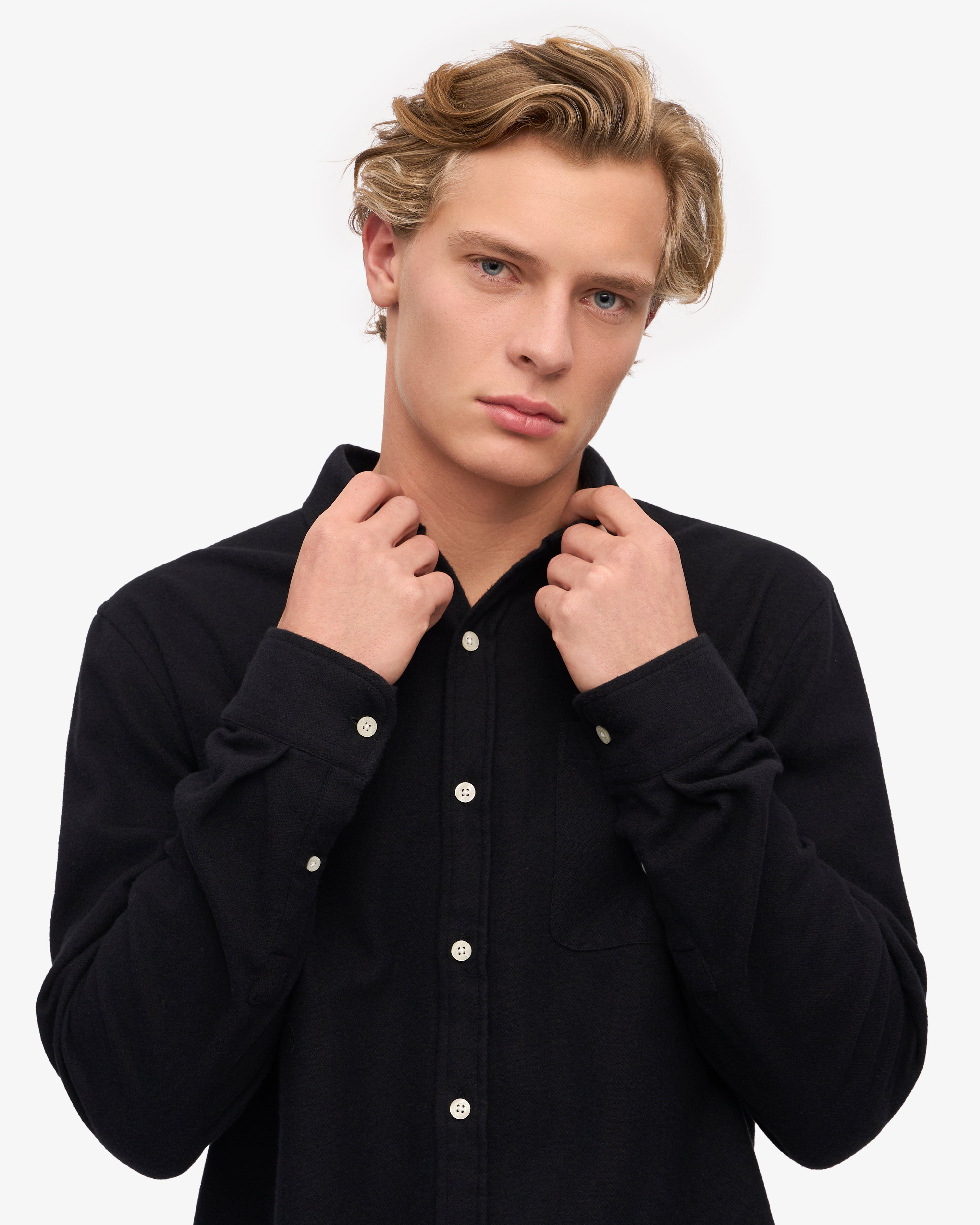 Organic Flannel Shirt - Deep Black