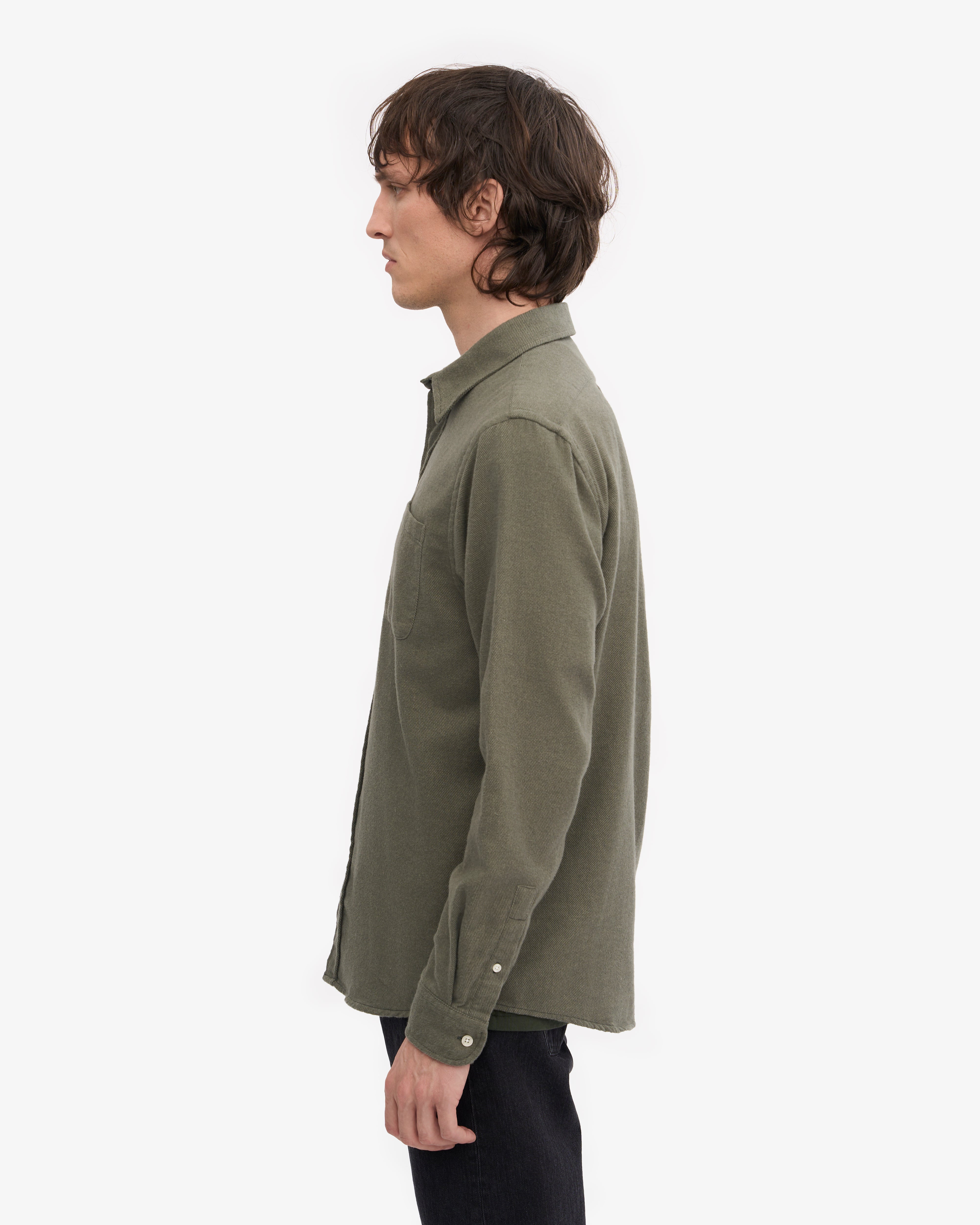Organic Flannel Shirt - Dusty Olive