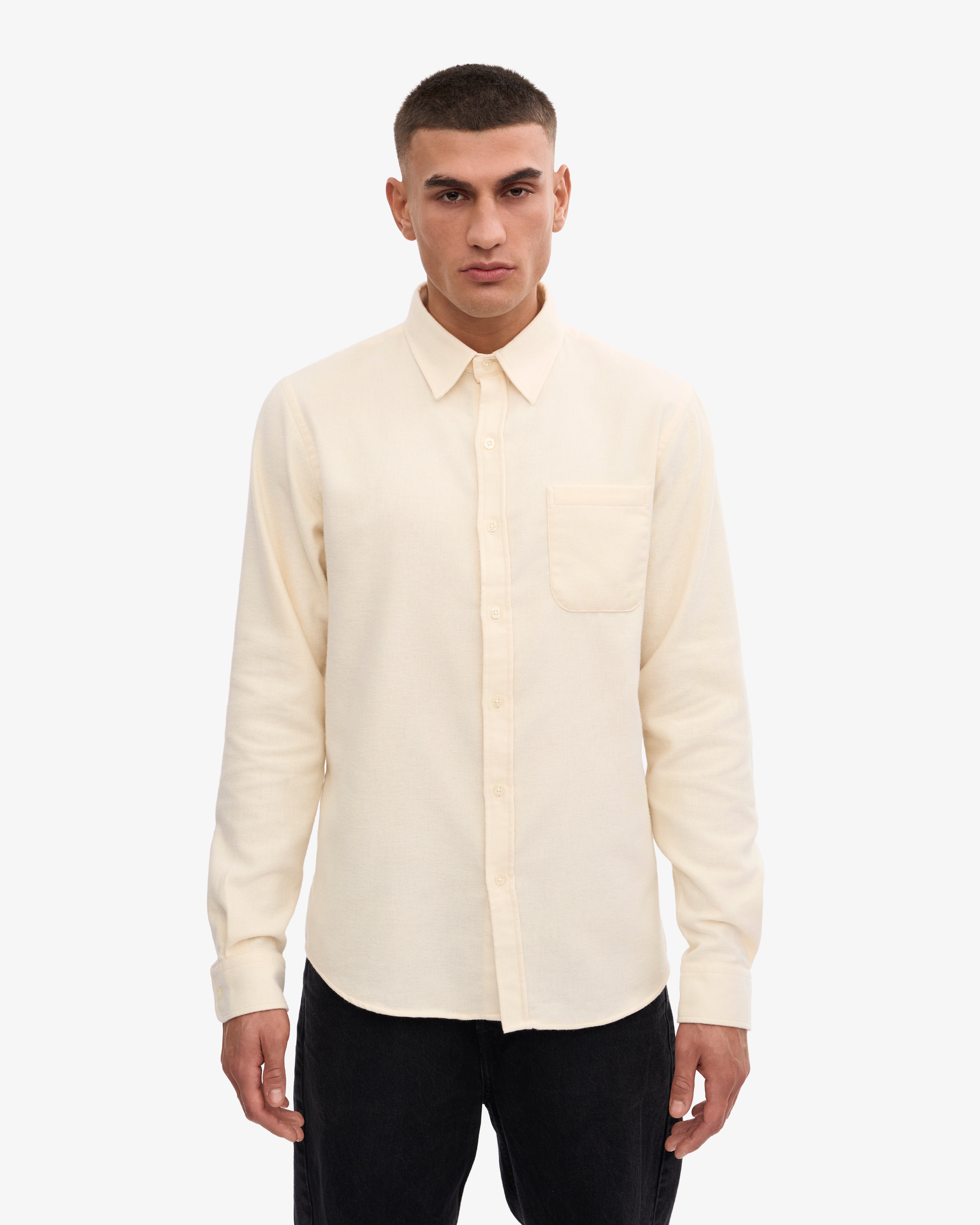 Organic Flannel Shirt - Ivory White